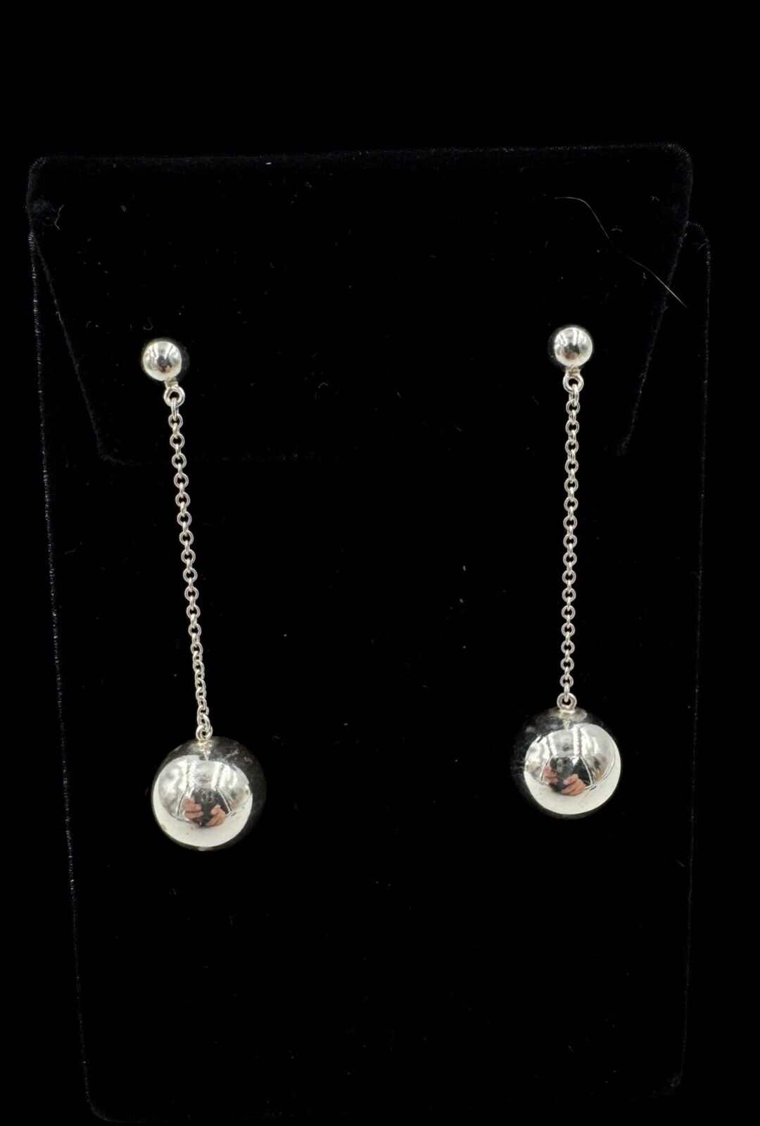 Tiffany & Co. Sterling Silver HardWear Ball Drop Dangle 10mm Earrings Box Pouch