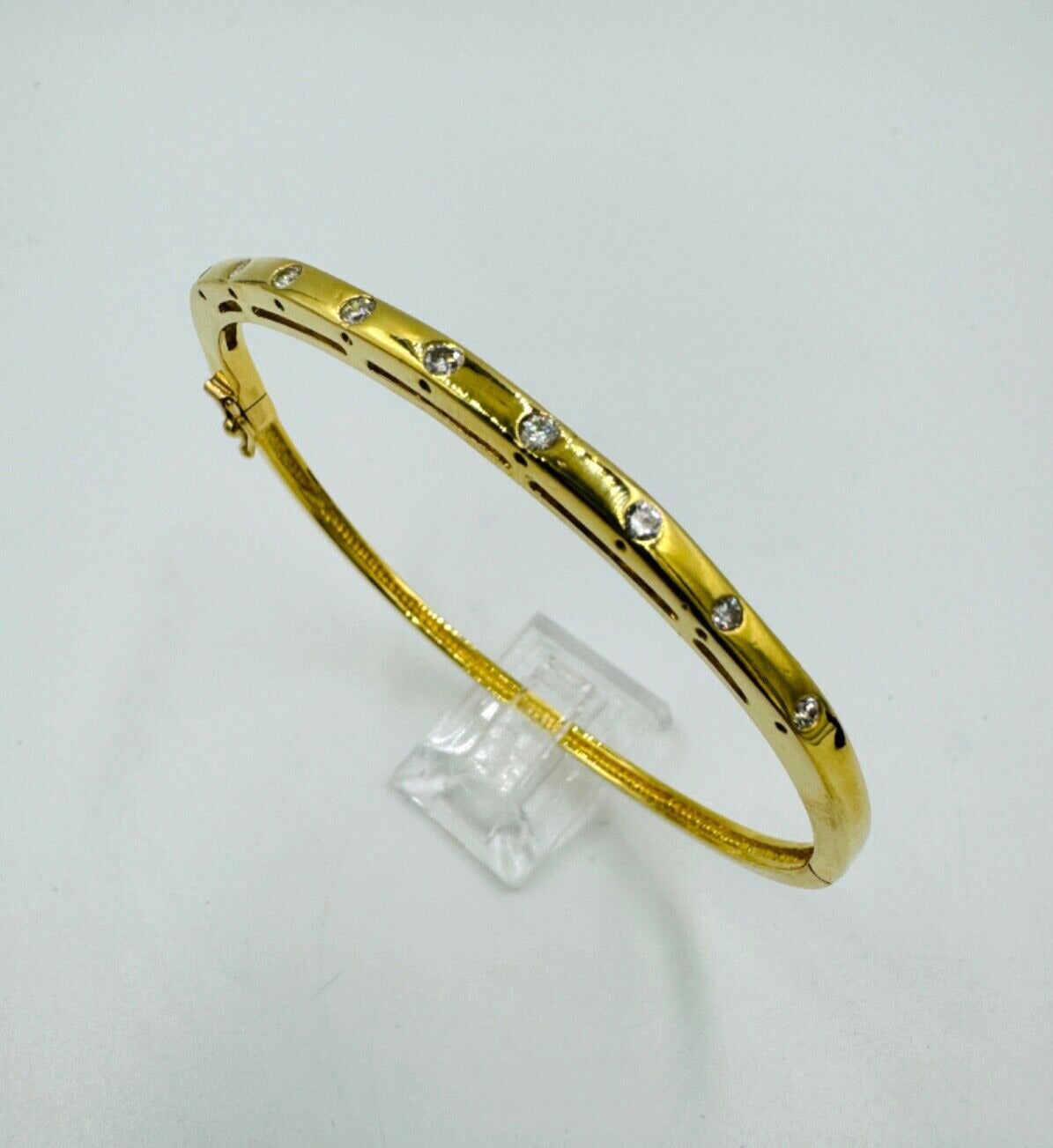 DESIGNER CINDY ROYCE DIAMOND BANGLE BRACELET 18K YELLOW GOLD ~6.3"