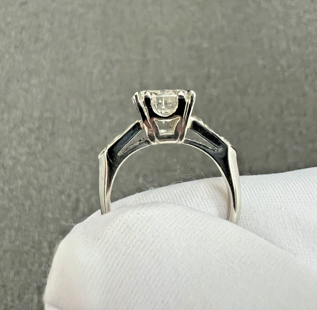 1950s GIA 2.42 Carats Diamond Platinum Engagement Ring