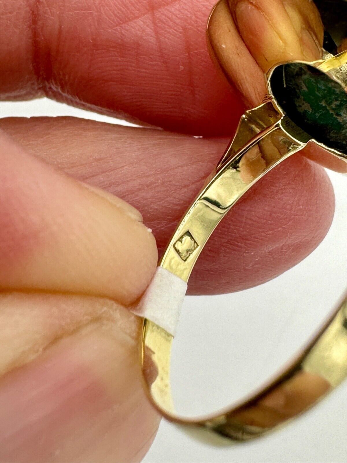 Vintage 14k Gold Turquoise Cabochon Ring signed size 9.75