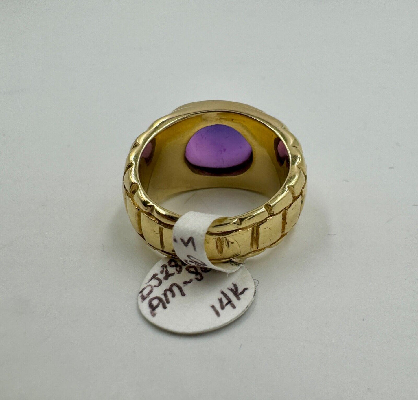 Estate Amethyst Cabochon 14k Yellow Gold Ring Chunky
