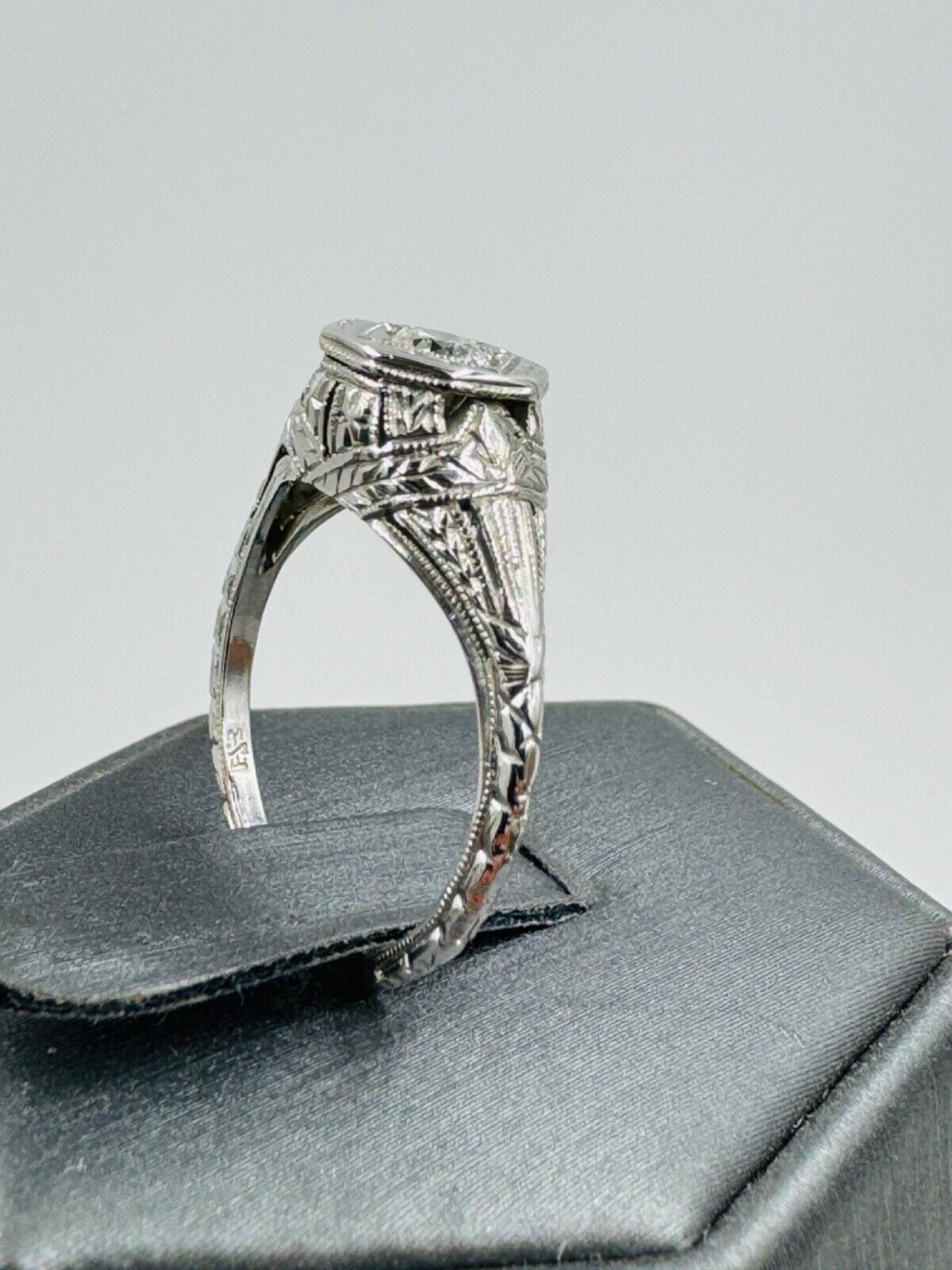 Antique Art Nouveau Belais 18k Gold European Diamond Engagement Ring