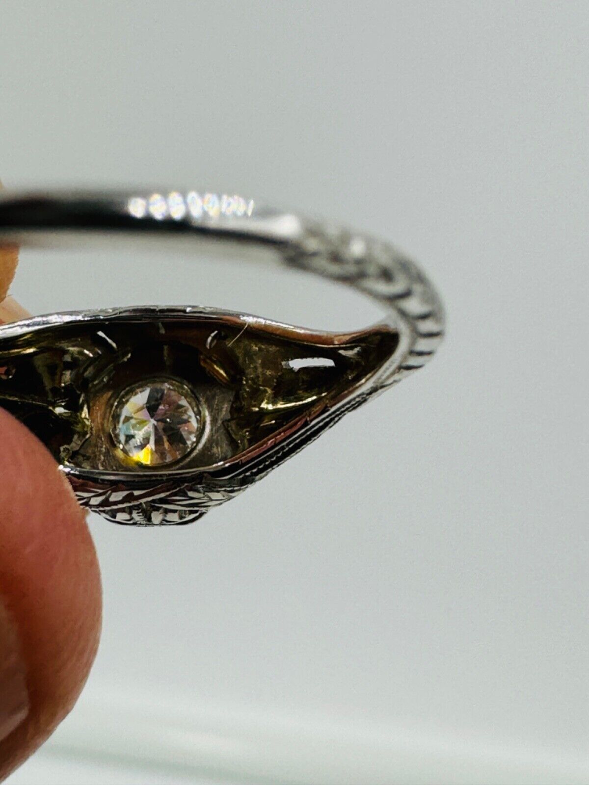 Antique Art Nouveau Belais 18k Gold European Diamond Engagement Ring