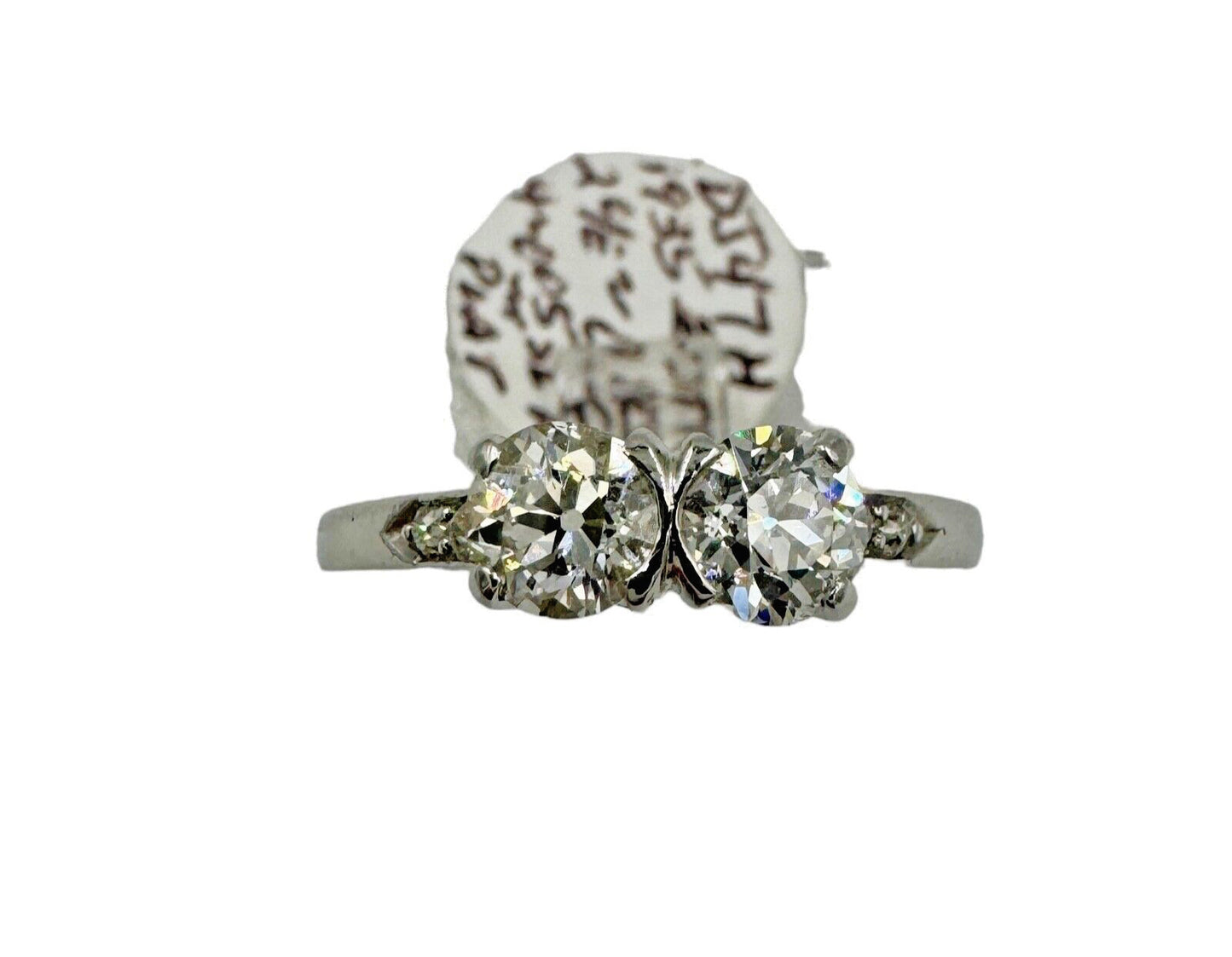 Art Deco Toi et Moi Platinum Old European Diamond Ring wedding engagement