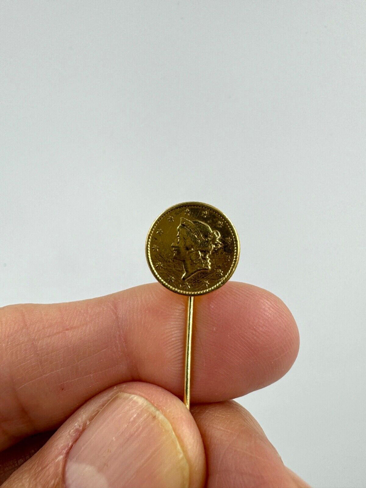 1852 $1 Liberty Head Gold Dollar Stick Pin