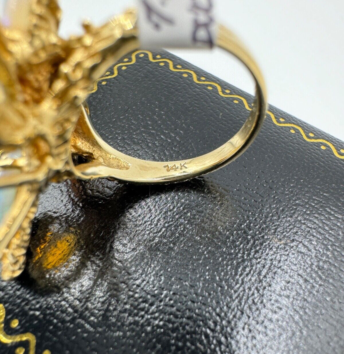 Estate Opal Butterfly 14k Yellow Gold Ring