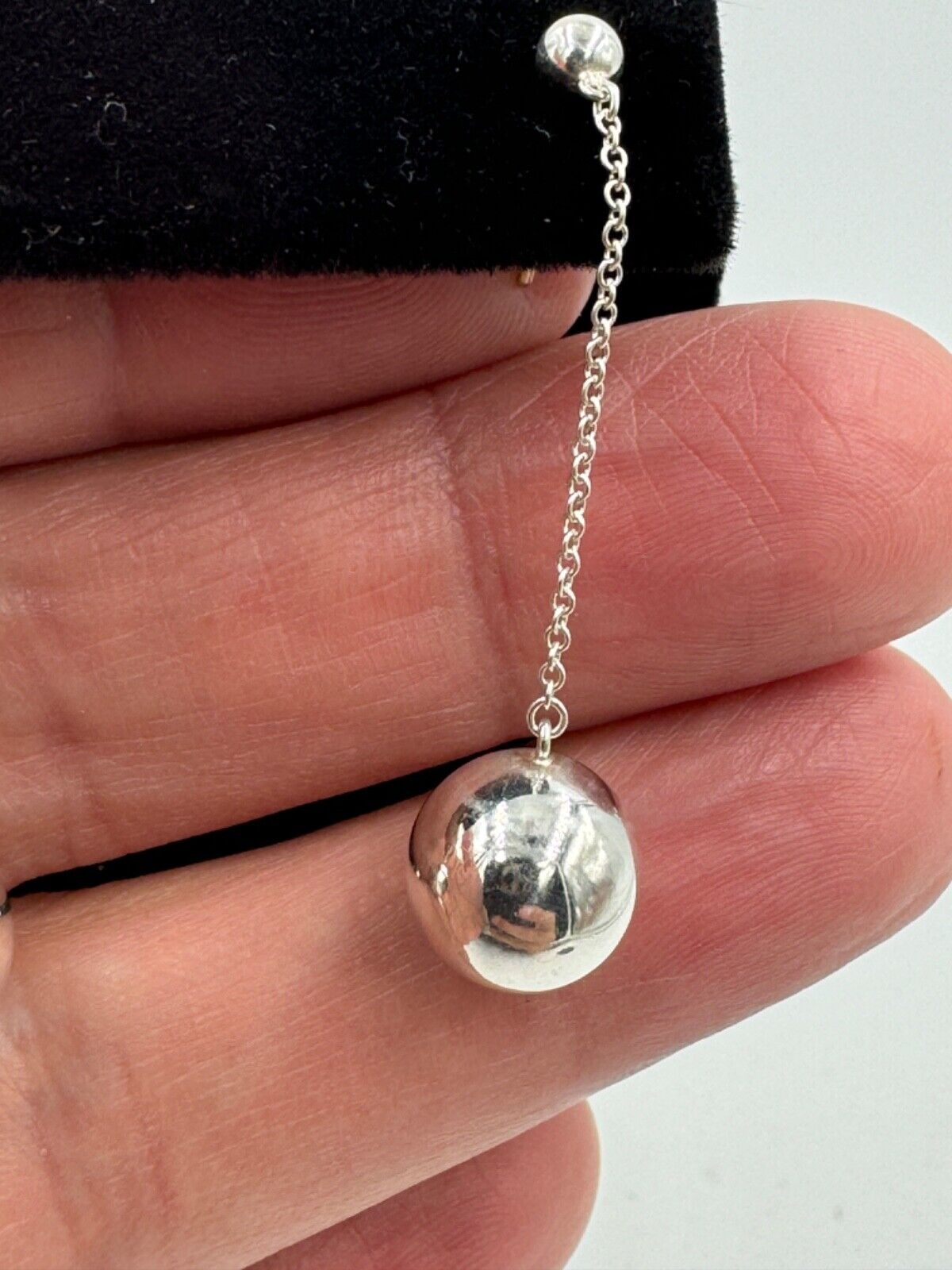 Tiffany & Co. Sterling Silver HardWear Ball Drop Dangle 10mm Earrings Box Pouch