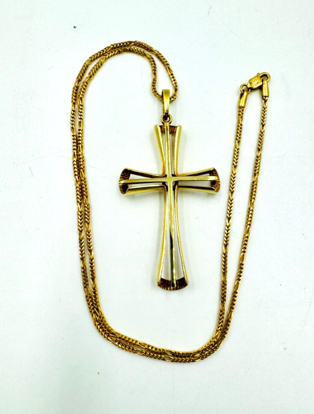 Italian 14k yellow gold Cross Necklace Pendant Signed