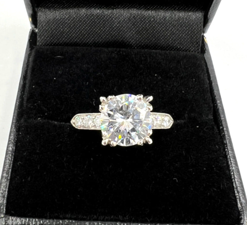 1950s GIA 2.42 Carats Diamond Platinum Engagement Ring