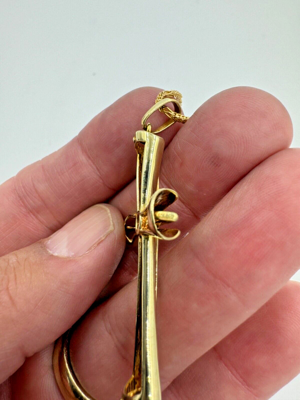 Italian 14k yellow gold Cross Necklace Pendant Signed