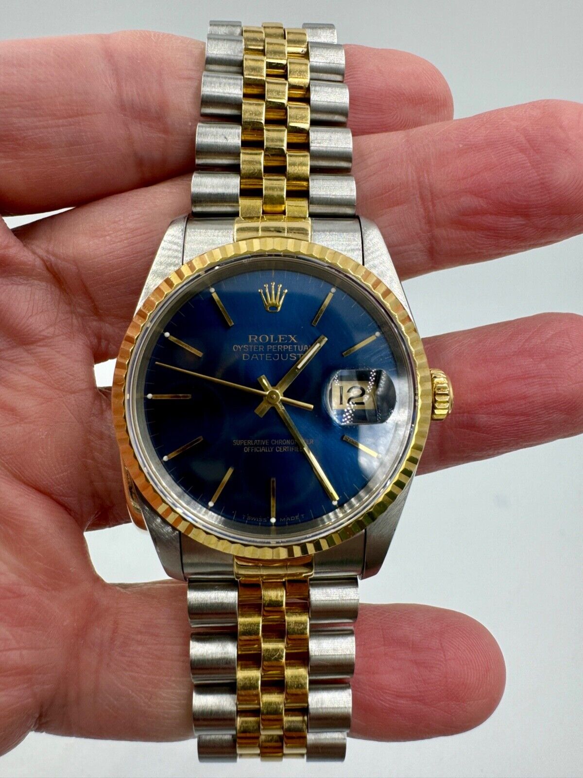 Rolex Datejust Watch Ref 16233 36mm two tone Blue Dial