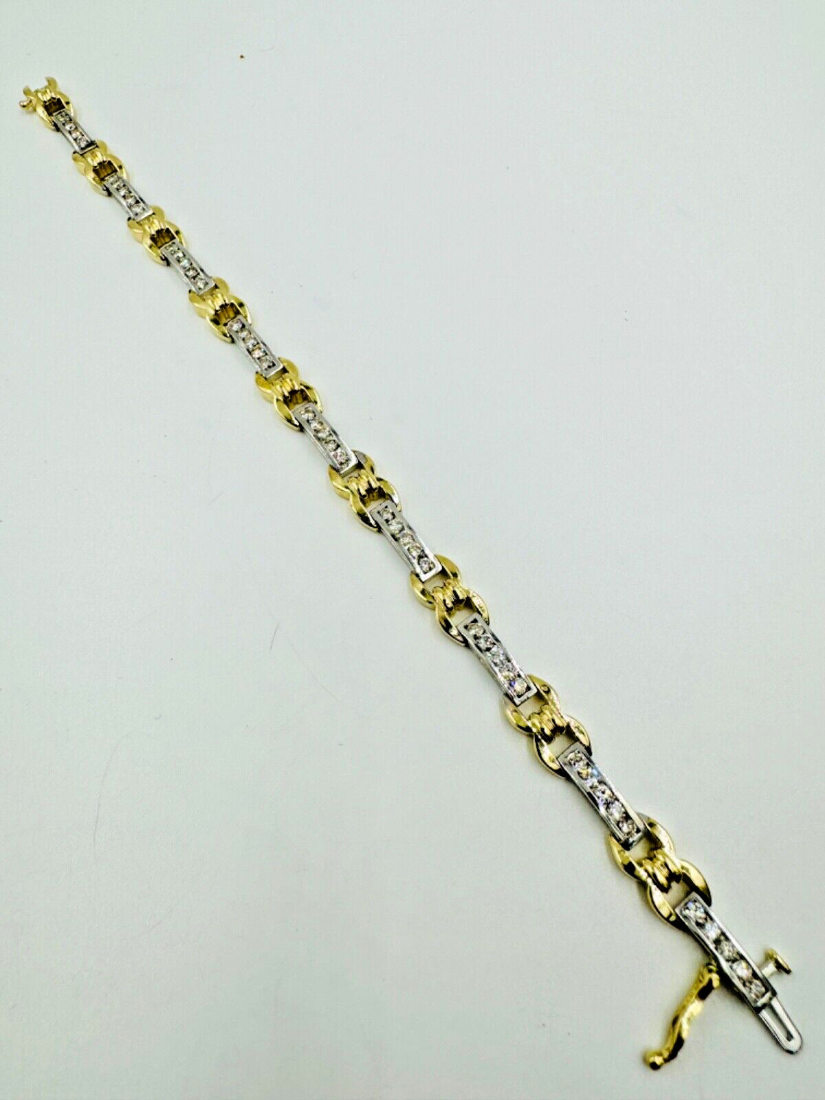 Estate 14k white and yellow Gold Diamond Link Bracelet