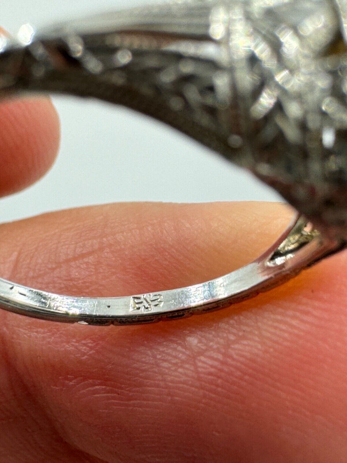 Antique Art Nouveau Belais 18k Gold European Diamond Engagement Ring