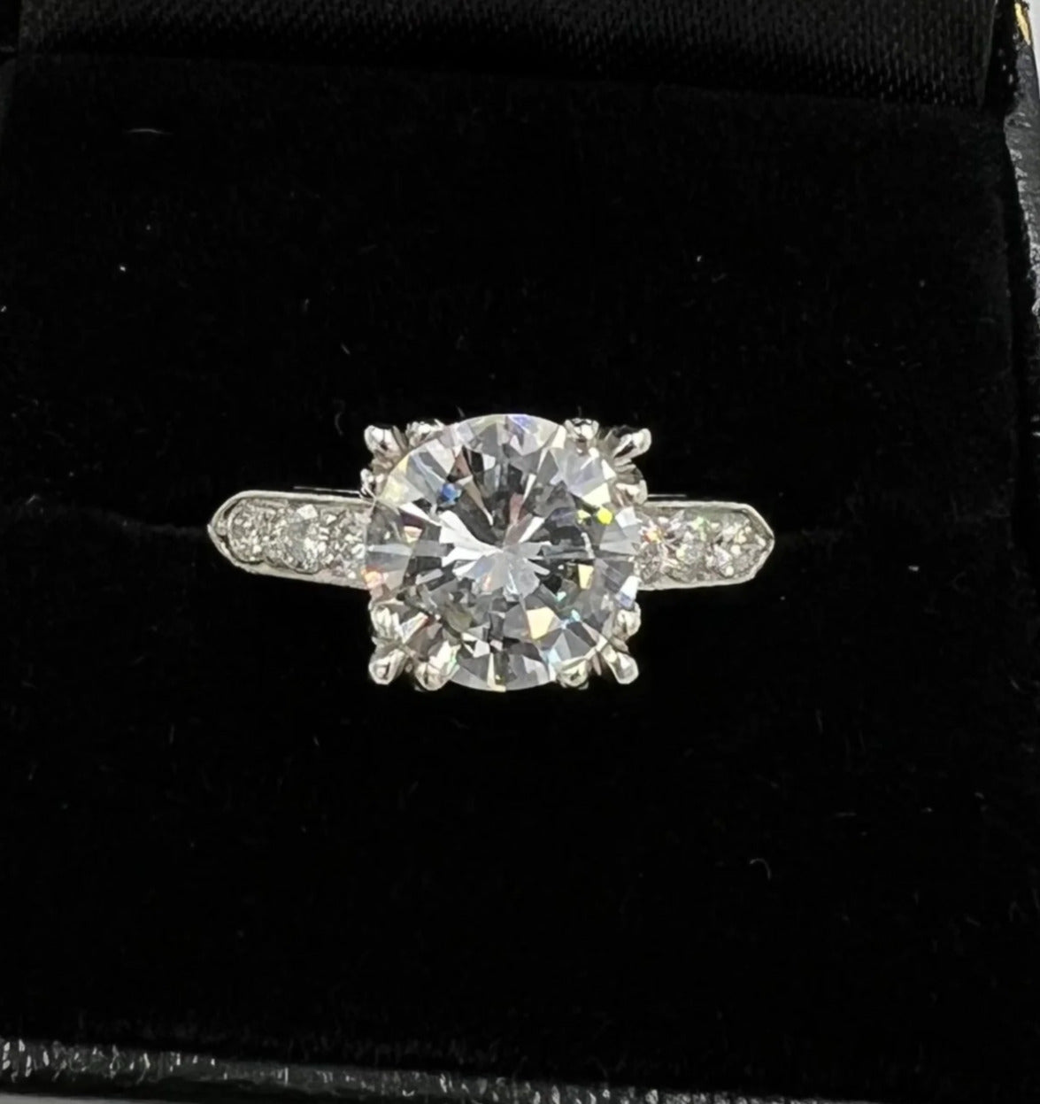 1950s GIA 2.42 Carats Diamond Platinum Engagement Ring