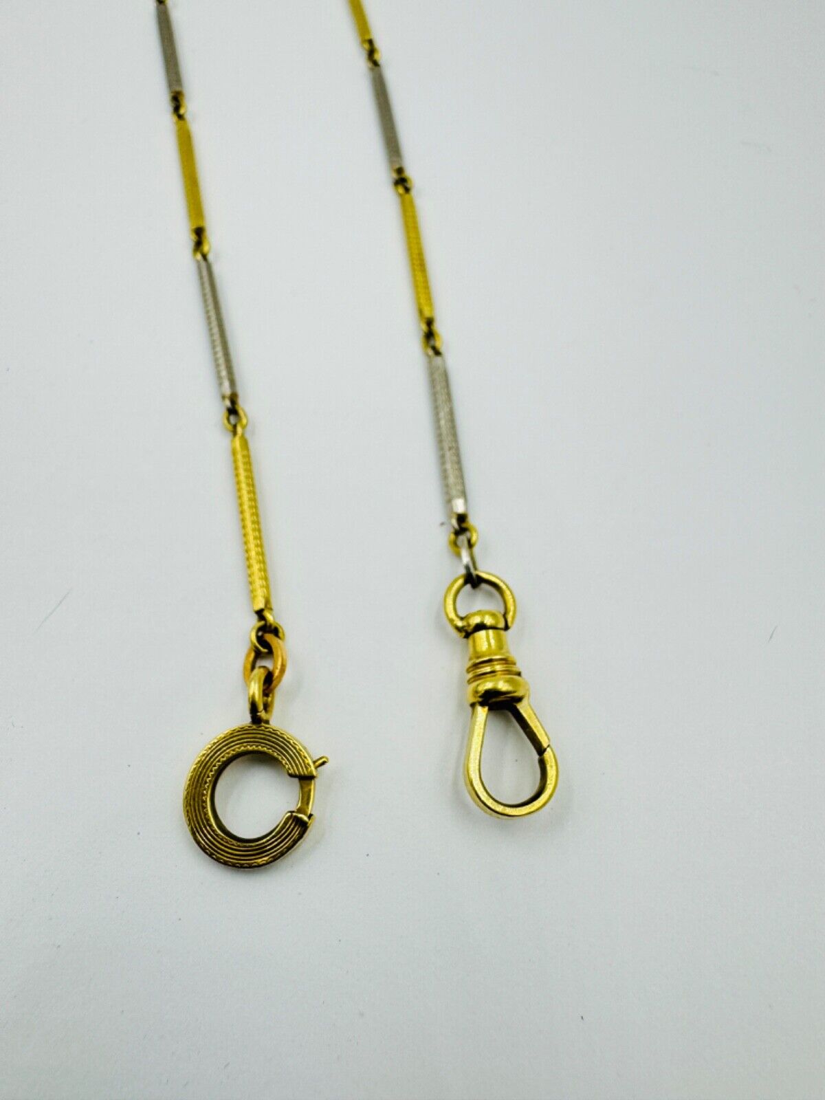 Antique Pocket Watch Chain 14K Yellow Gold and Platinum