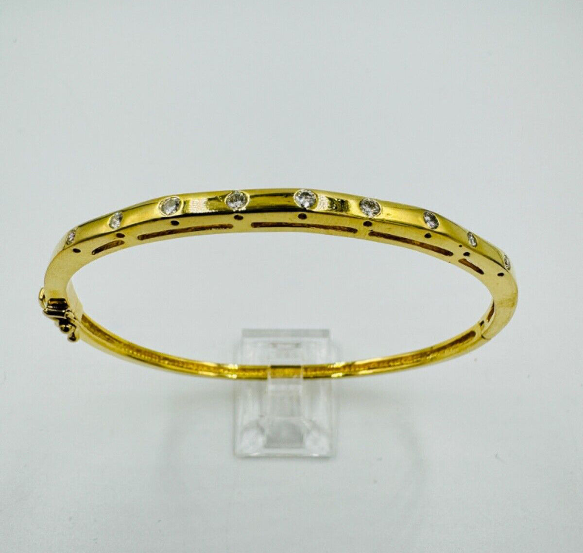 DESIGNER CINDY ROYCE DIAMOND BANGLE BRACELET 18K YELLOW GOLD ~6.3"