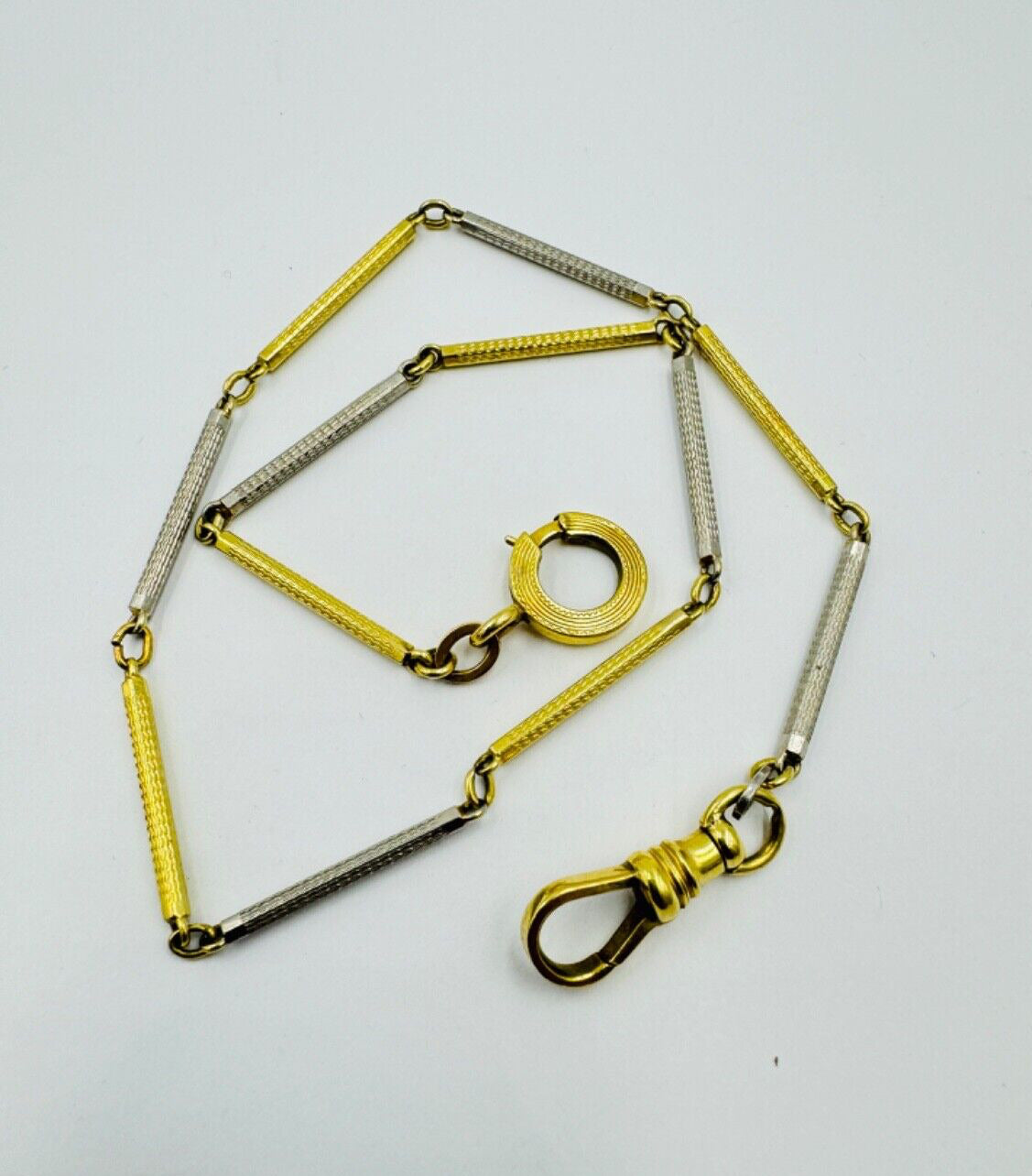 Antique Pocket Watch Chain 14K Yellow Gold and Platinum