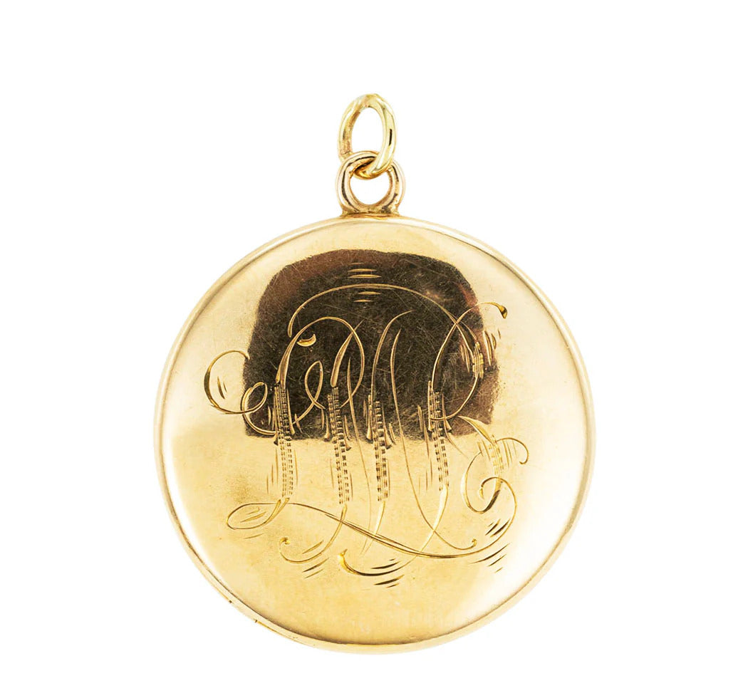 Art Nouveau Flowing Hair Yellow Gold Locket