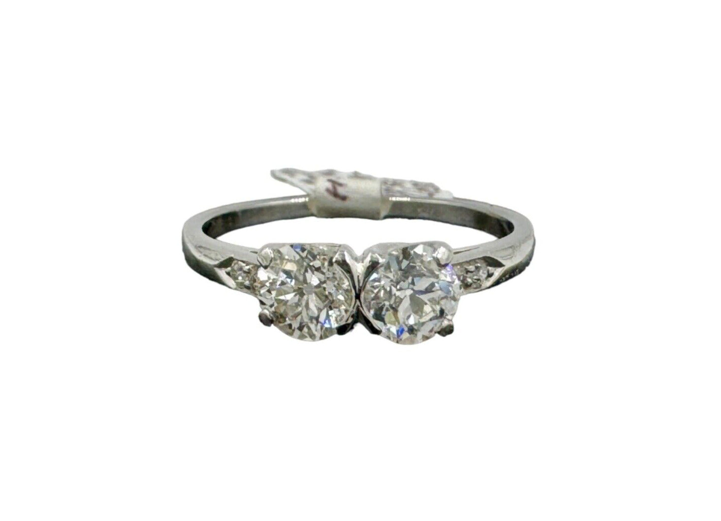 Art Deco Toi et Moi Platinum Old European Diamond Ring wedding engagement