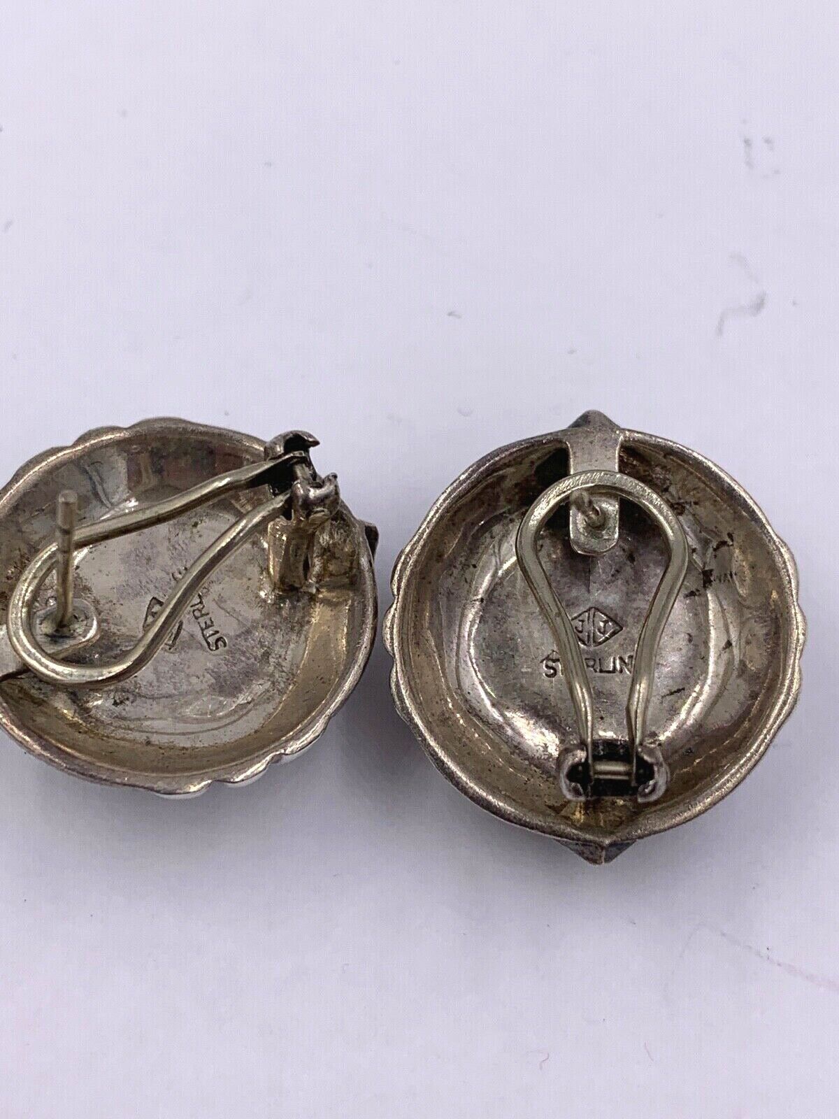 Vintage Rare Judith Jack .925 Sterling Silver Onyx & Marcasite Earrings pierced