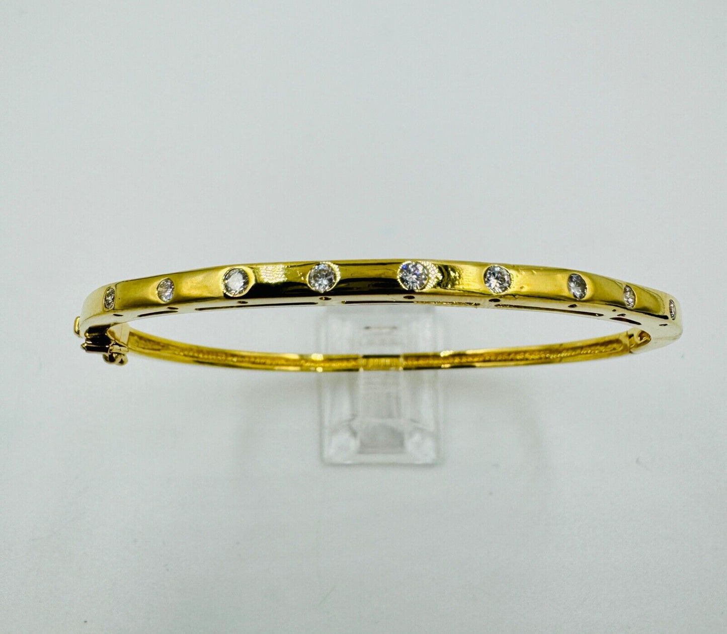 DESIGNER CINDY ROYCE DIAMOND BANGLE BRACELET 18K YELLOW GOLD ~6.3"