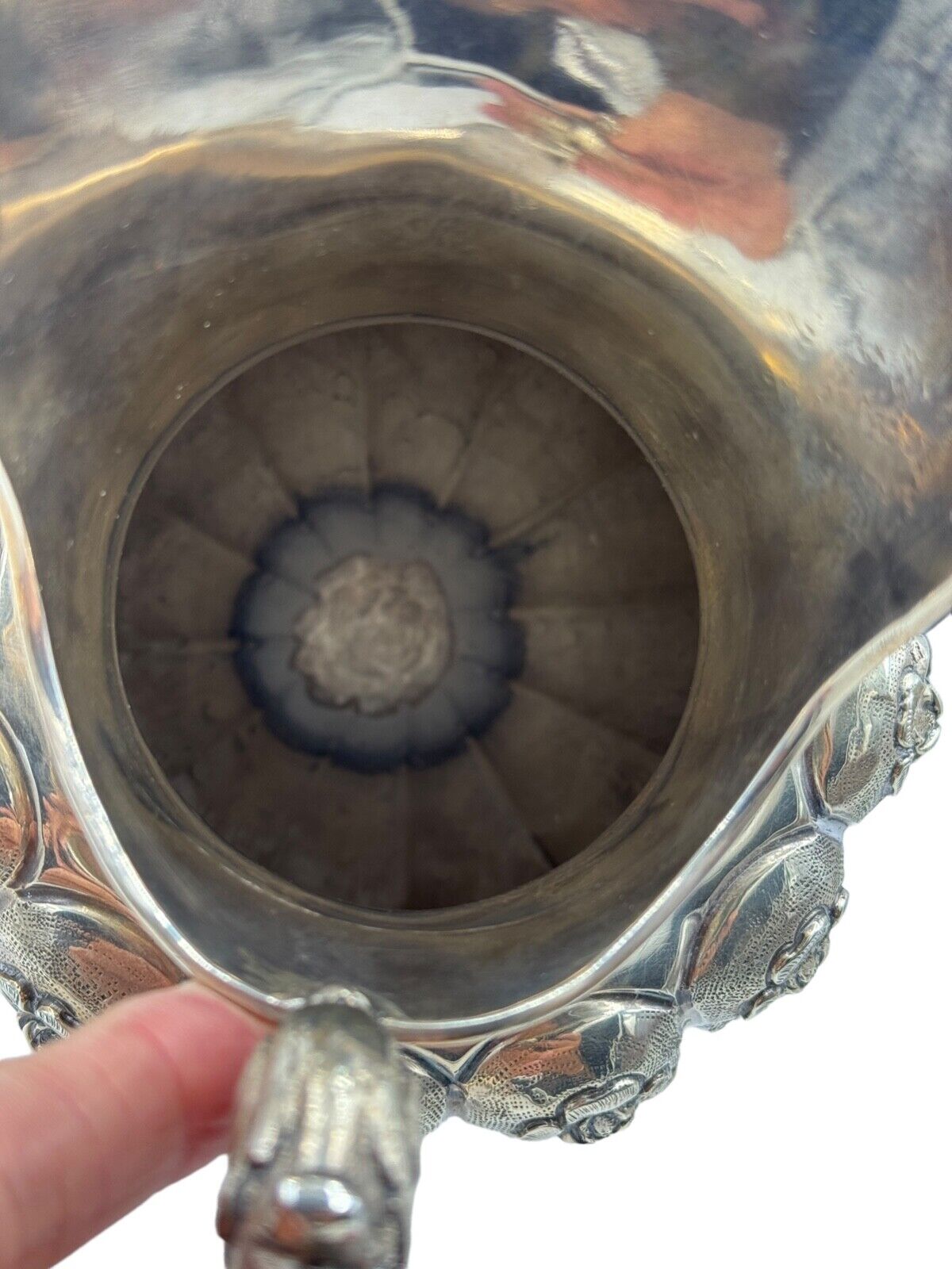 1940's Sterling Silver Water Pitcher From Mexico Fish Handle 11"