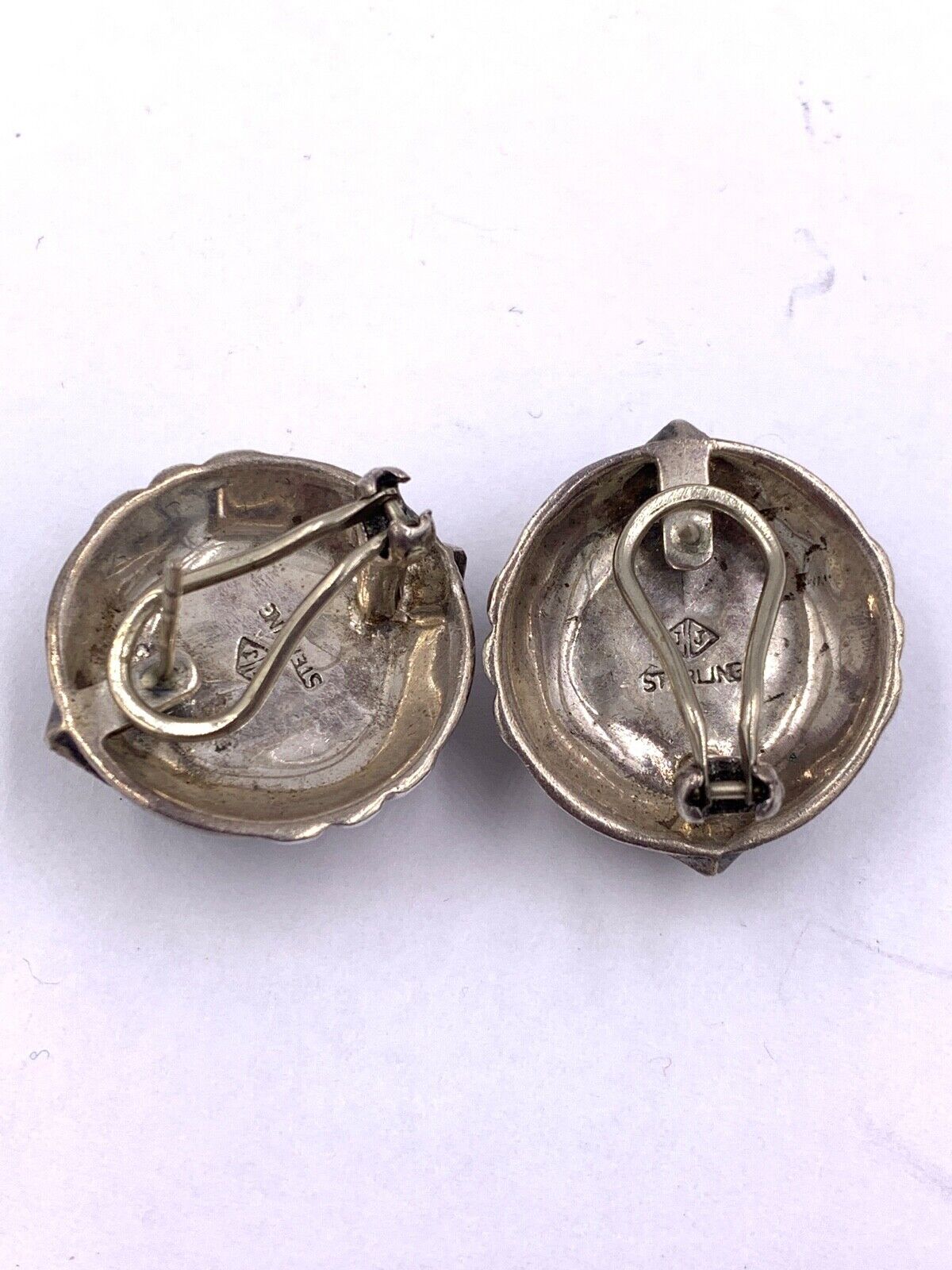 Vintage Rare Judith Jack .925 Sterling Silver Onyx & Marcasite Earrings pierced