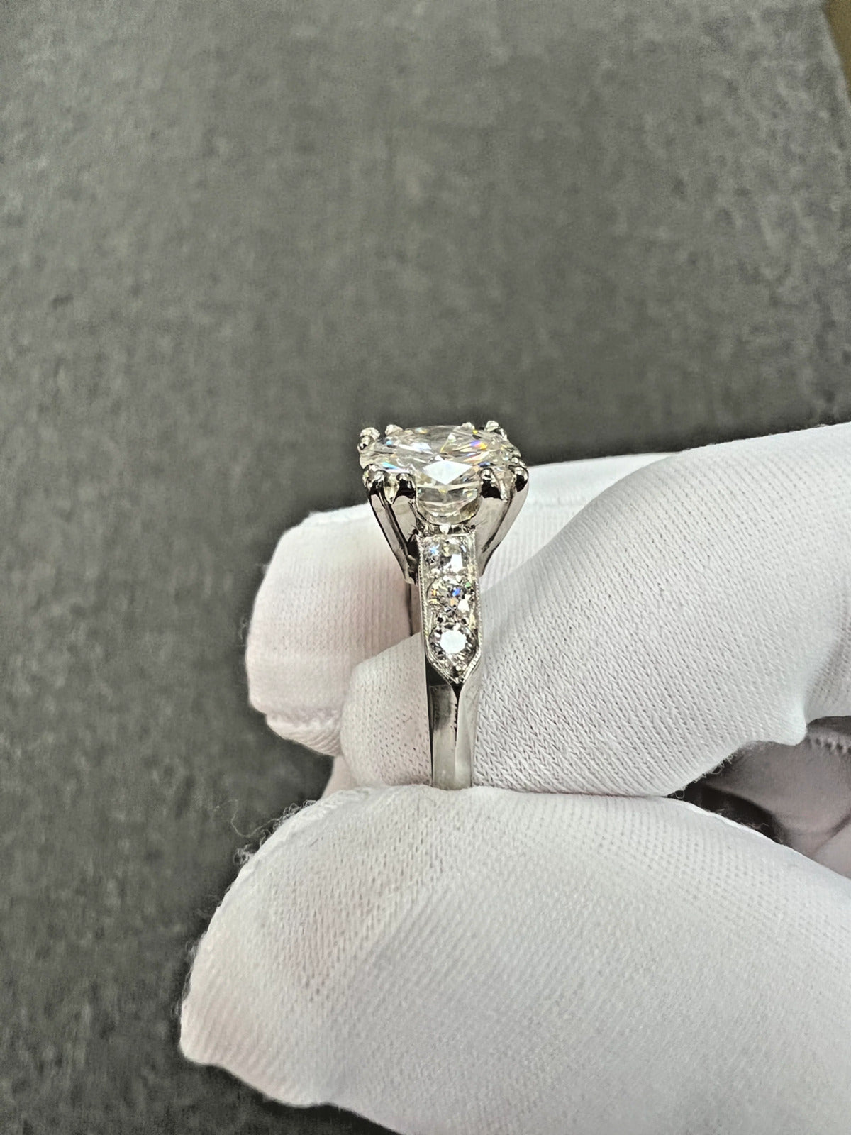 1950s GIA 2.42 Carats Diamond Platinum Engagement Ring