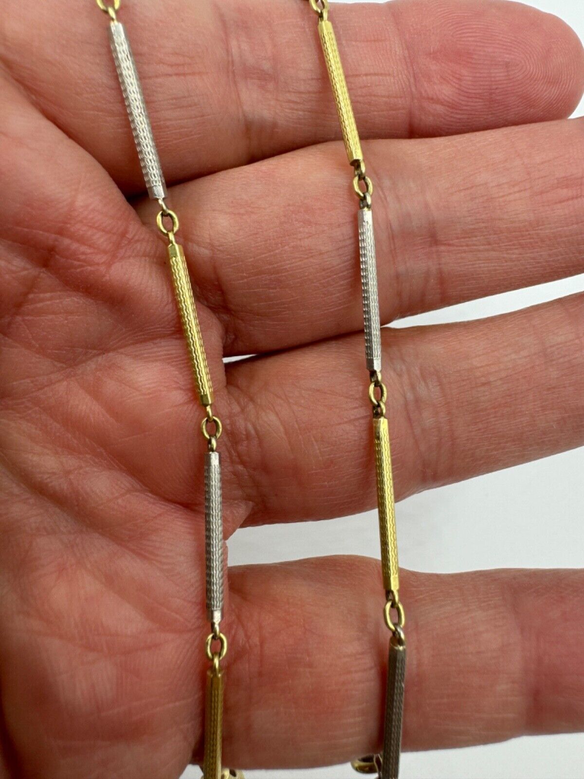 Antique Pocket Watch Chain 14K Yellow Gold and Platinum