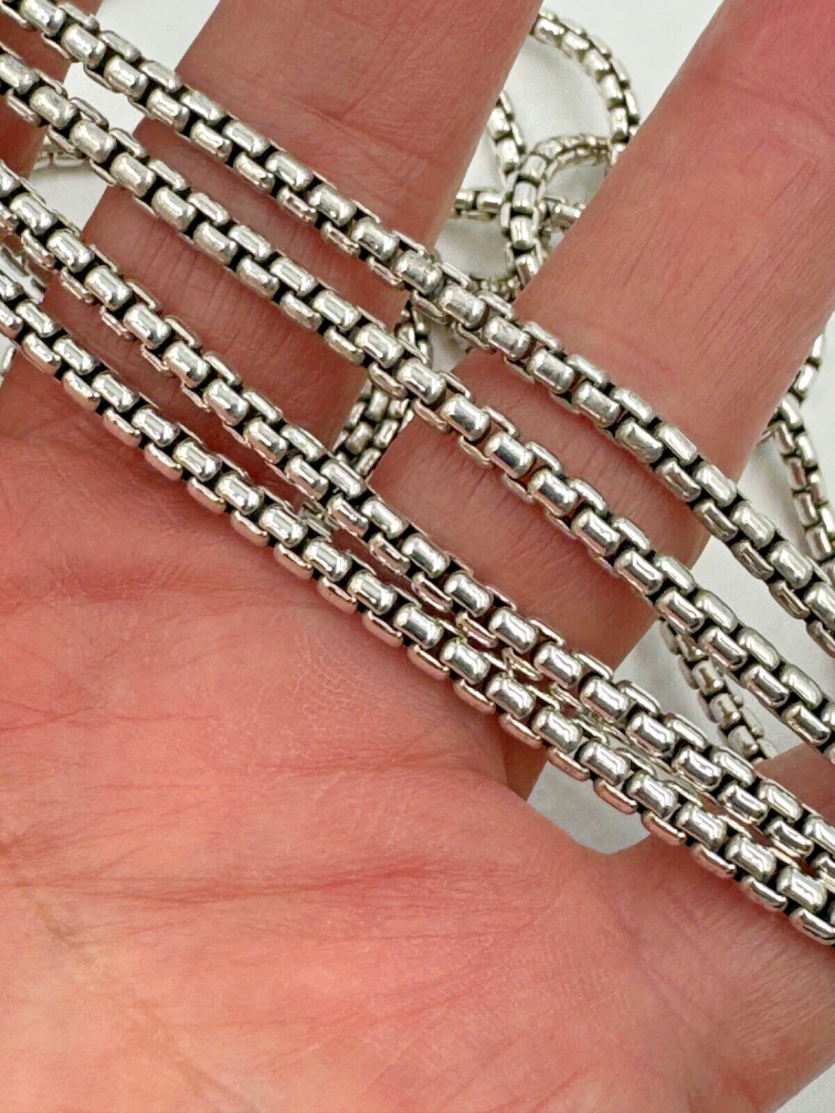David Yurman Sterling Silver 3.6mm Box Chain Necklace 72" Length 119g