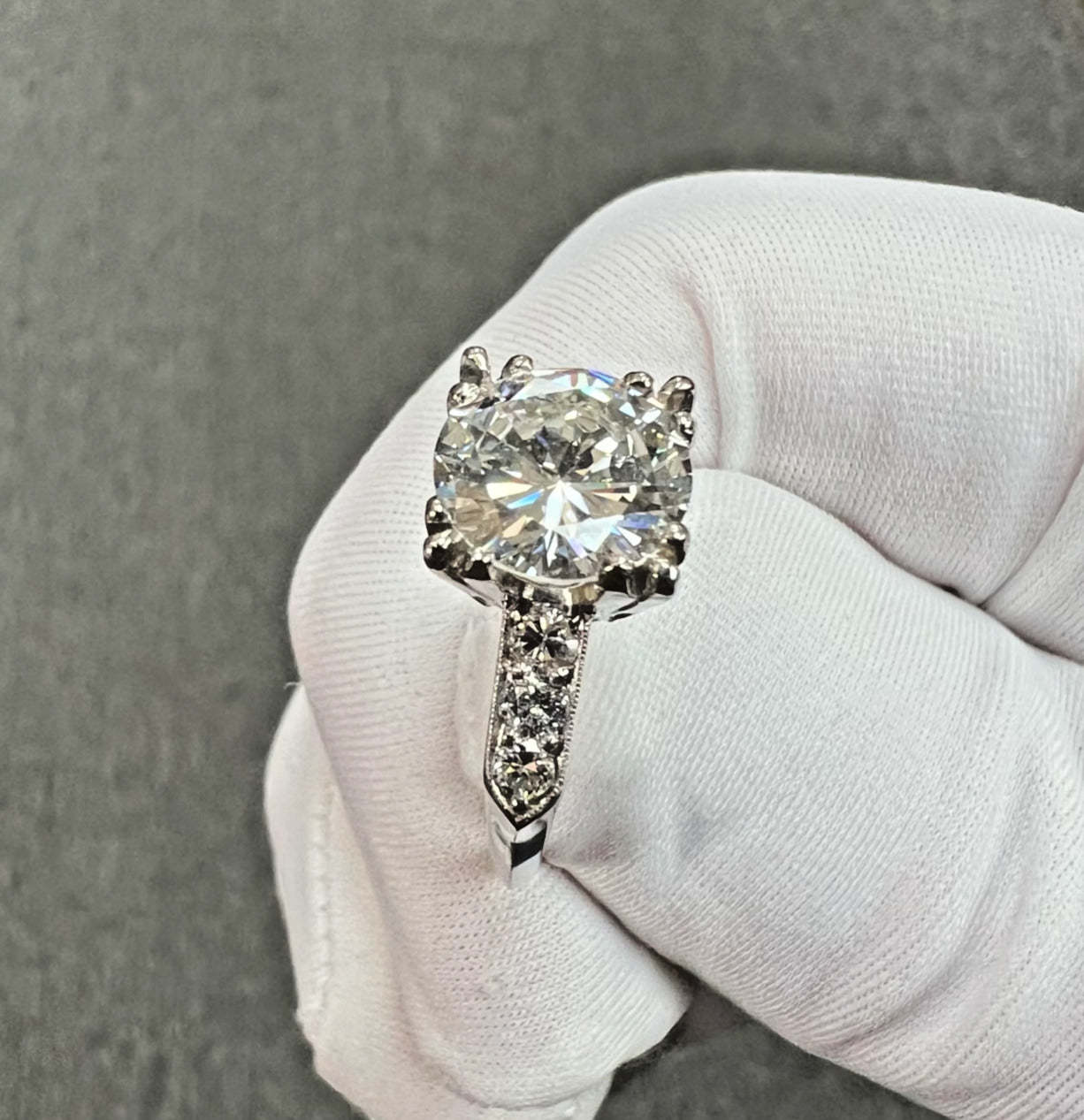 1950s GIA 2.42 Carats Diamond Platinum Engagement Ring