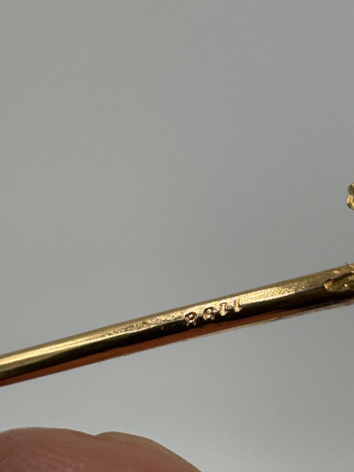 Antique French 18k gold Mythical figure stick pin Hat pin Emerald
