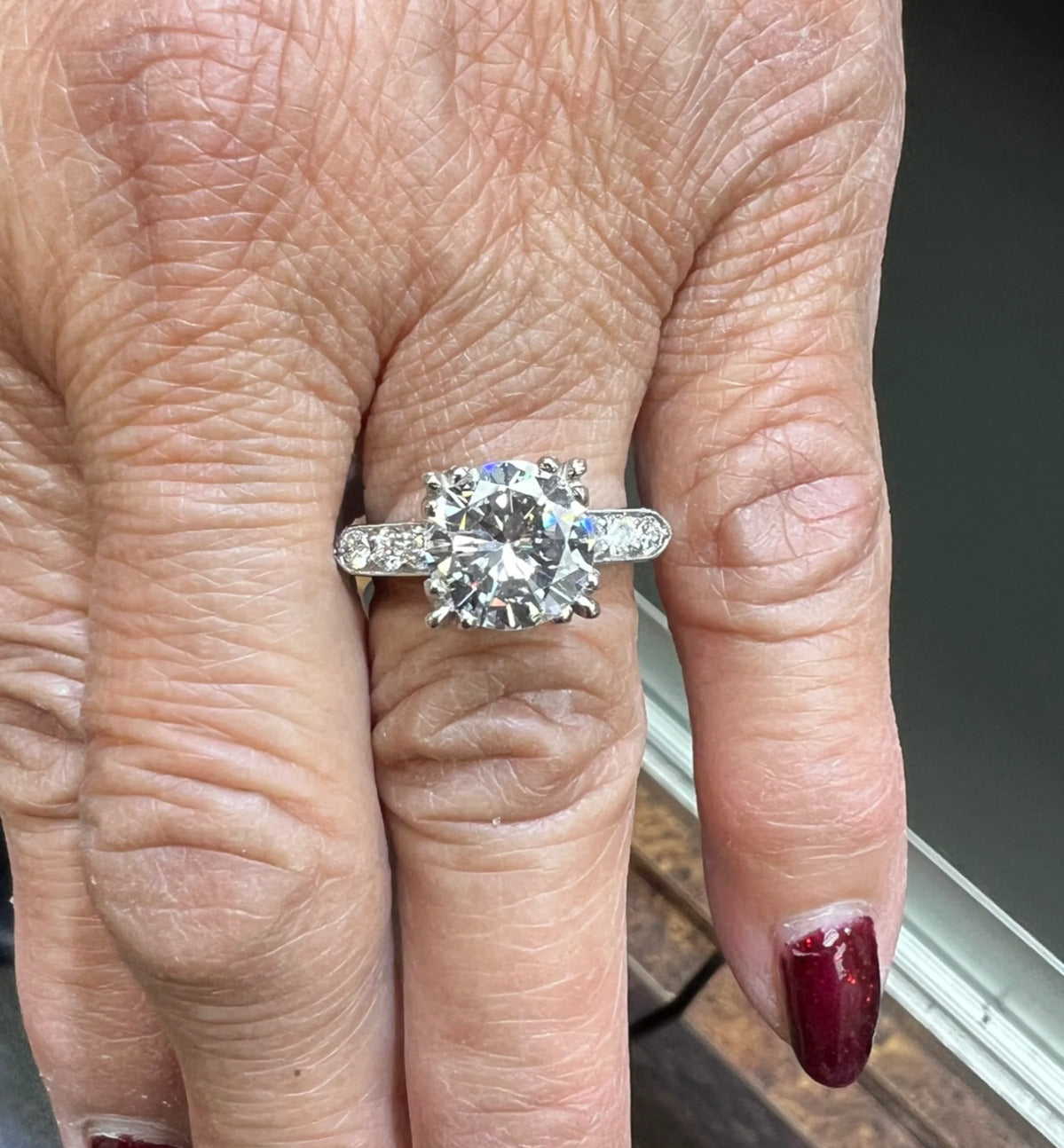 1950s GIA 2.42 Carats Diamond Platinum Engagement Ring