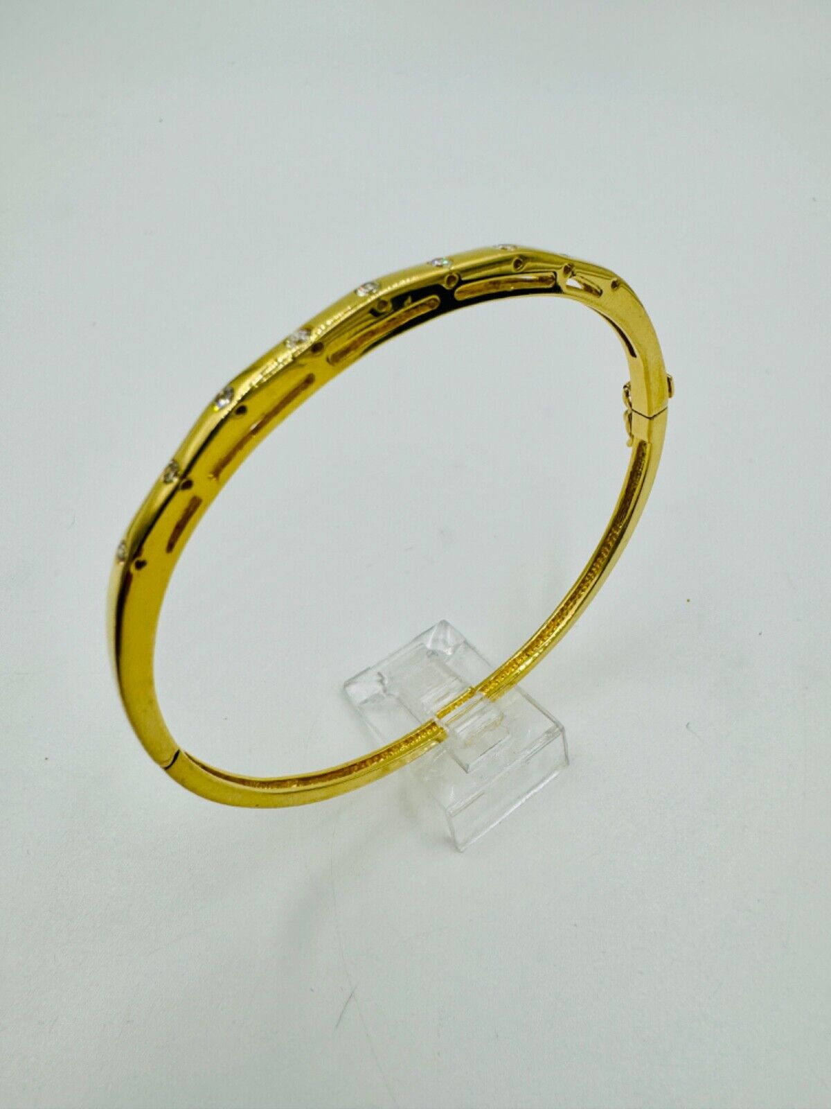 DESIGNER CINDY ROYCE DIAMOND BANGLE BRACELET 18K YELLOW GOLD ~6.3"