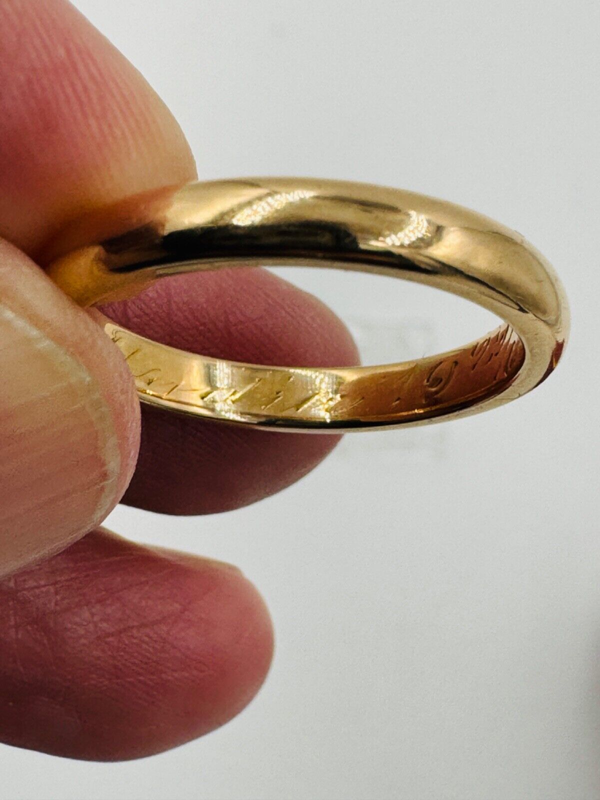 Antique 18K yellow Gold Art Deco Band Ring 3.3mm band Swedish