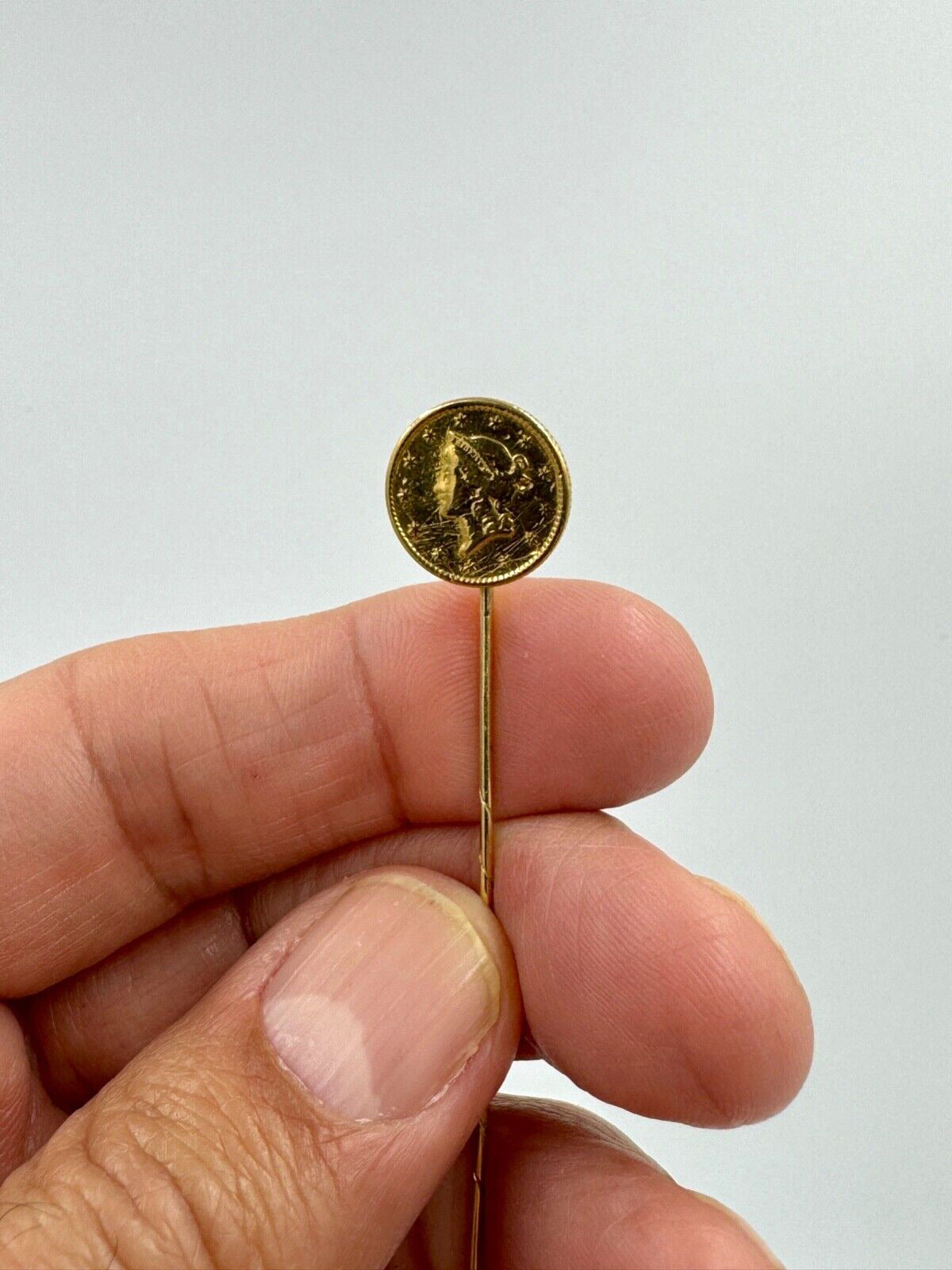 1852 $1 Liberty Head Gold Dollar Stick Pin