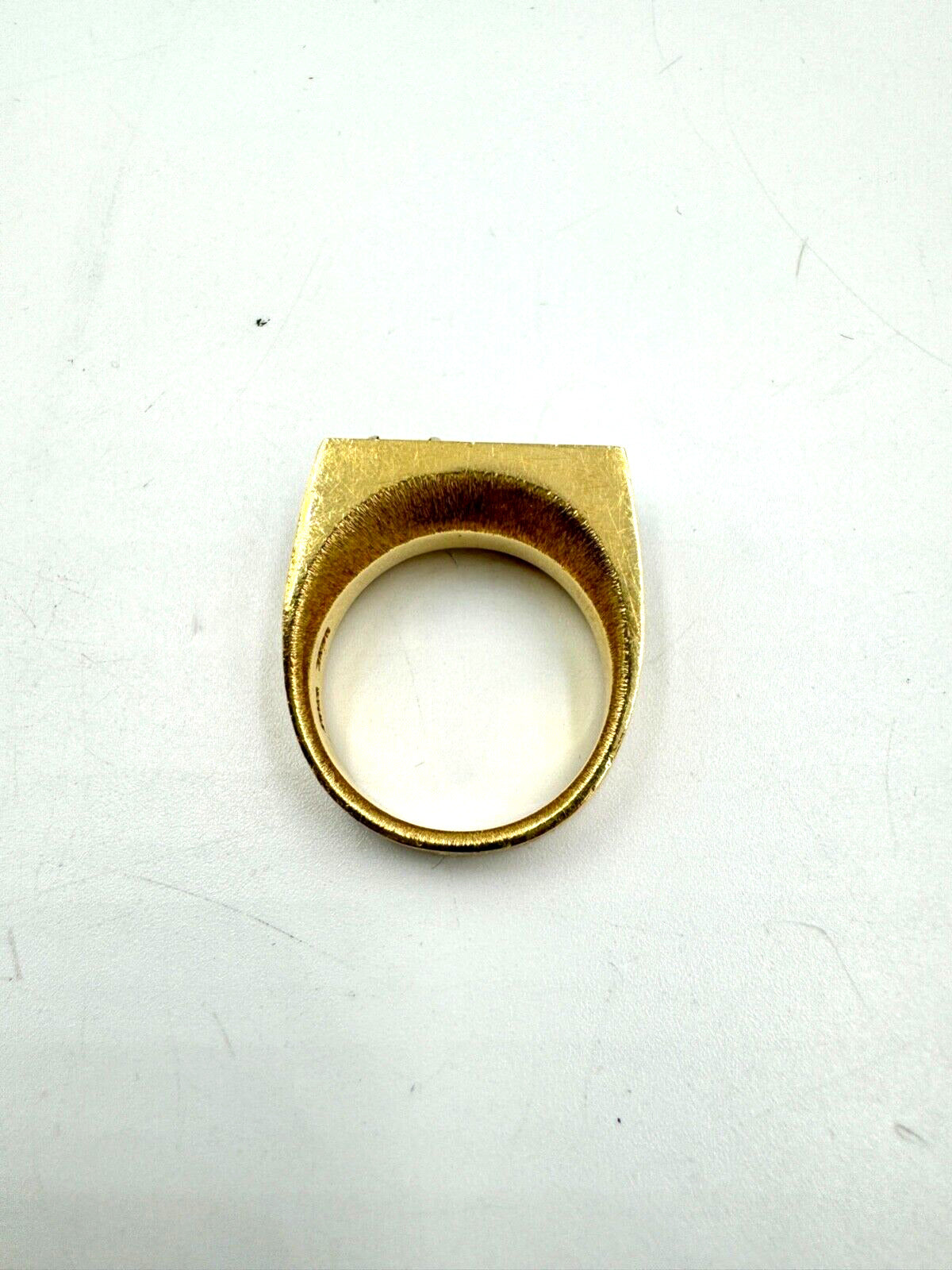 Mid Century 14k Yellow Gold Garnet Pearl Men's Ring Signed NW
