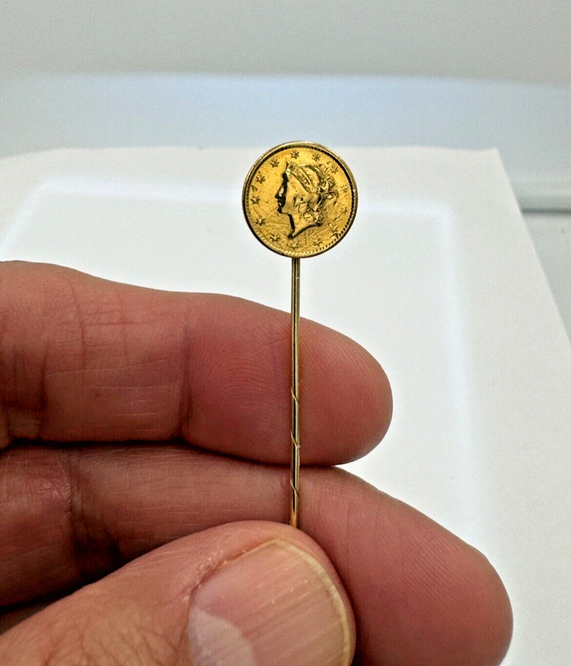 1852 $1 Liberty Head Gold Dollar Stick Pin