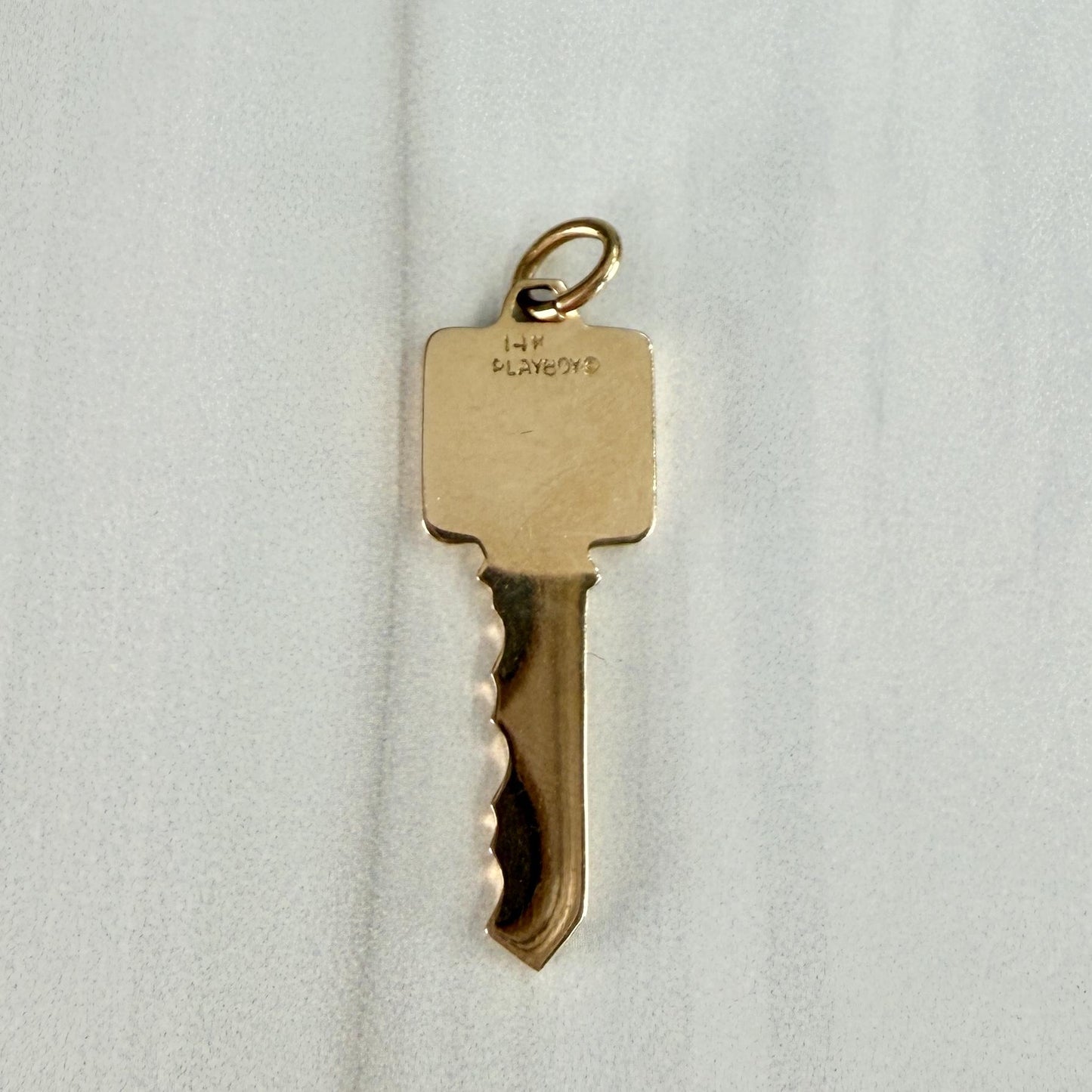 Vtg Authentic Playboy 14K Gold Members Club Key Charm Pendant