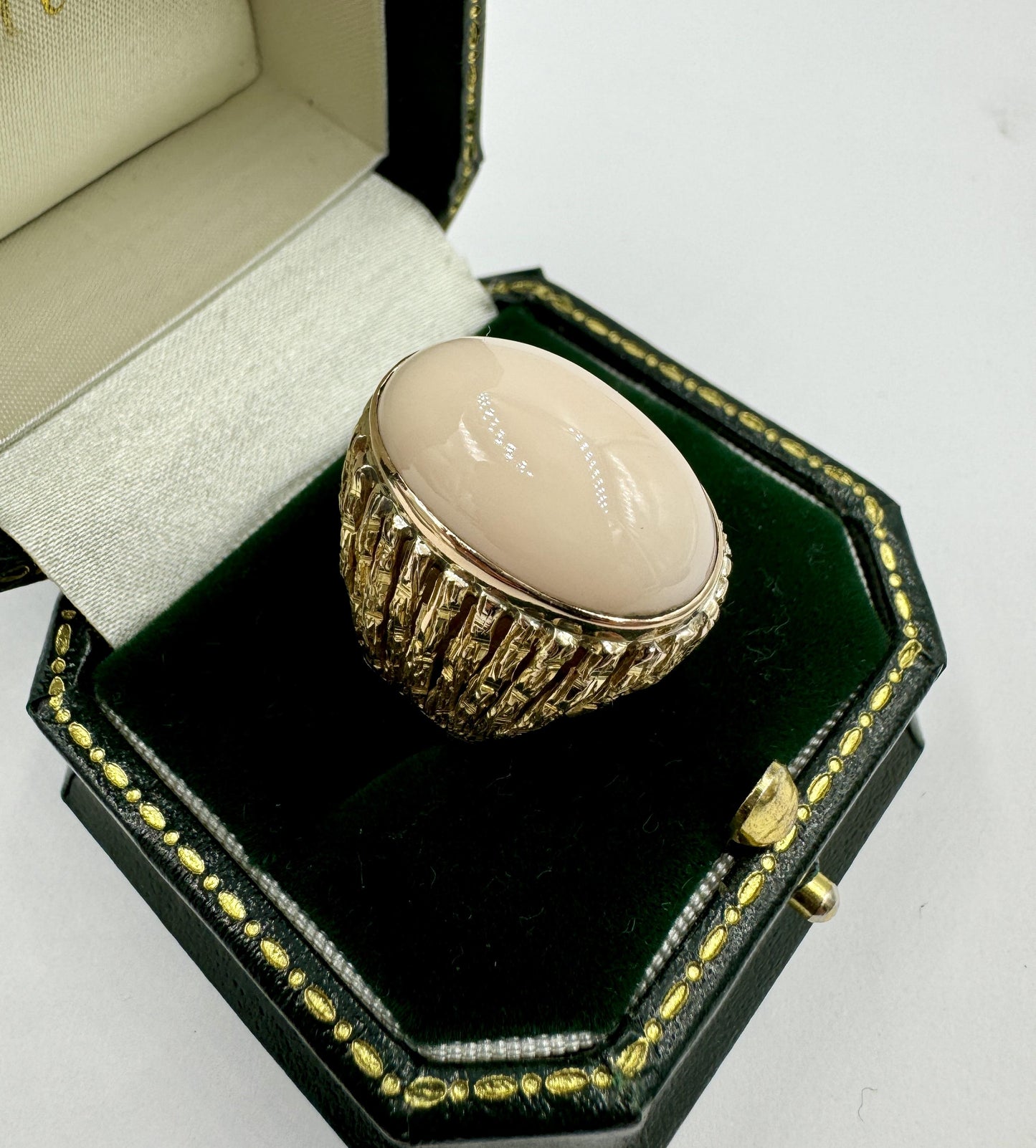 Estate 14k Yellow Gold Angel Skin Coral Cocktail Ring