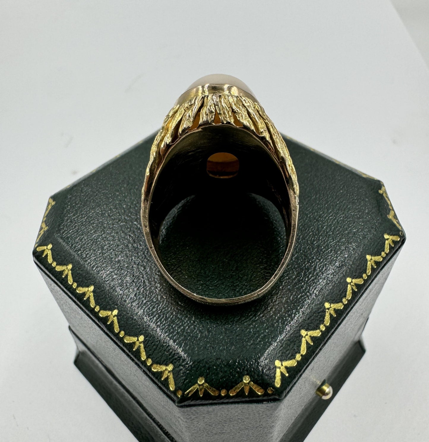 Estate 14k Yellow Gold Angel Skin Coral Cocktail Ring