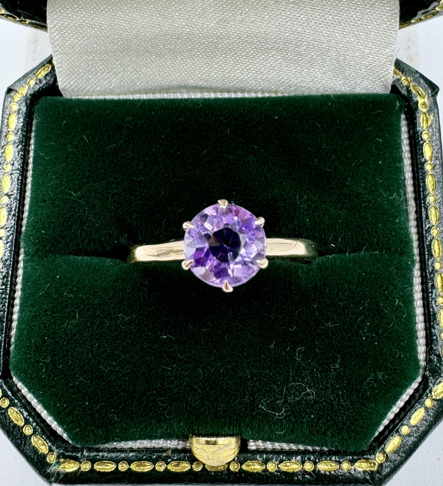 Ostby & Barton 10k Yellow Gold Amethyst Solitaire Ring