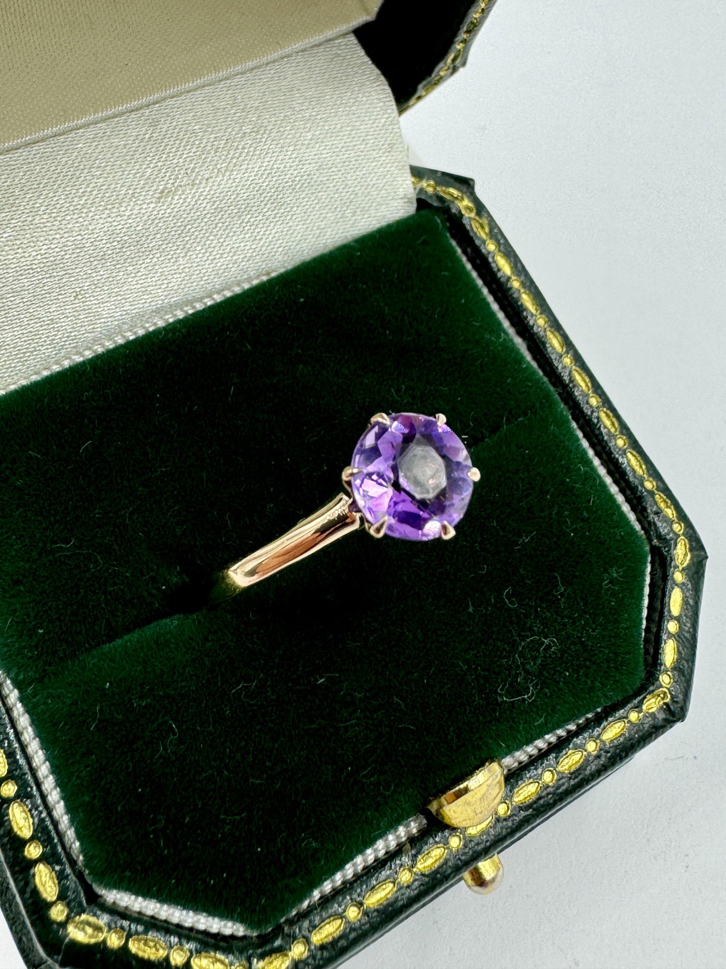 Ostby & Barton 10k Yellow Gold Amethyst Solitaire Ring