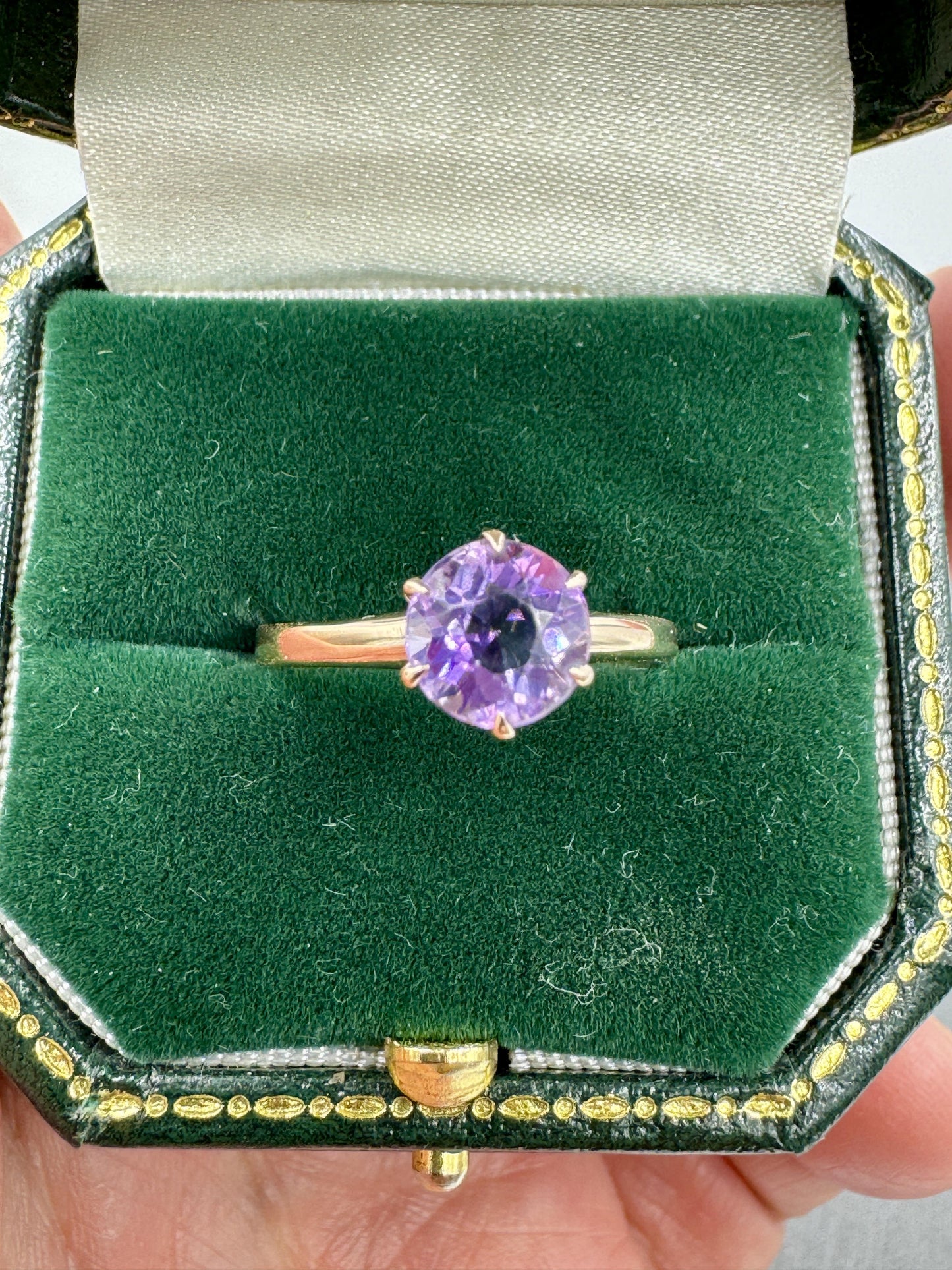 Ostby & Barton 10k Yellow Gold Amethyst Solitaire Ring