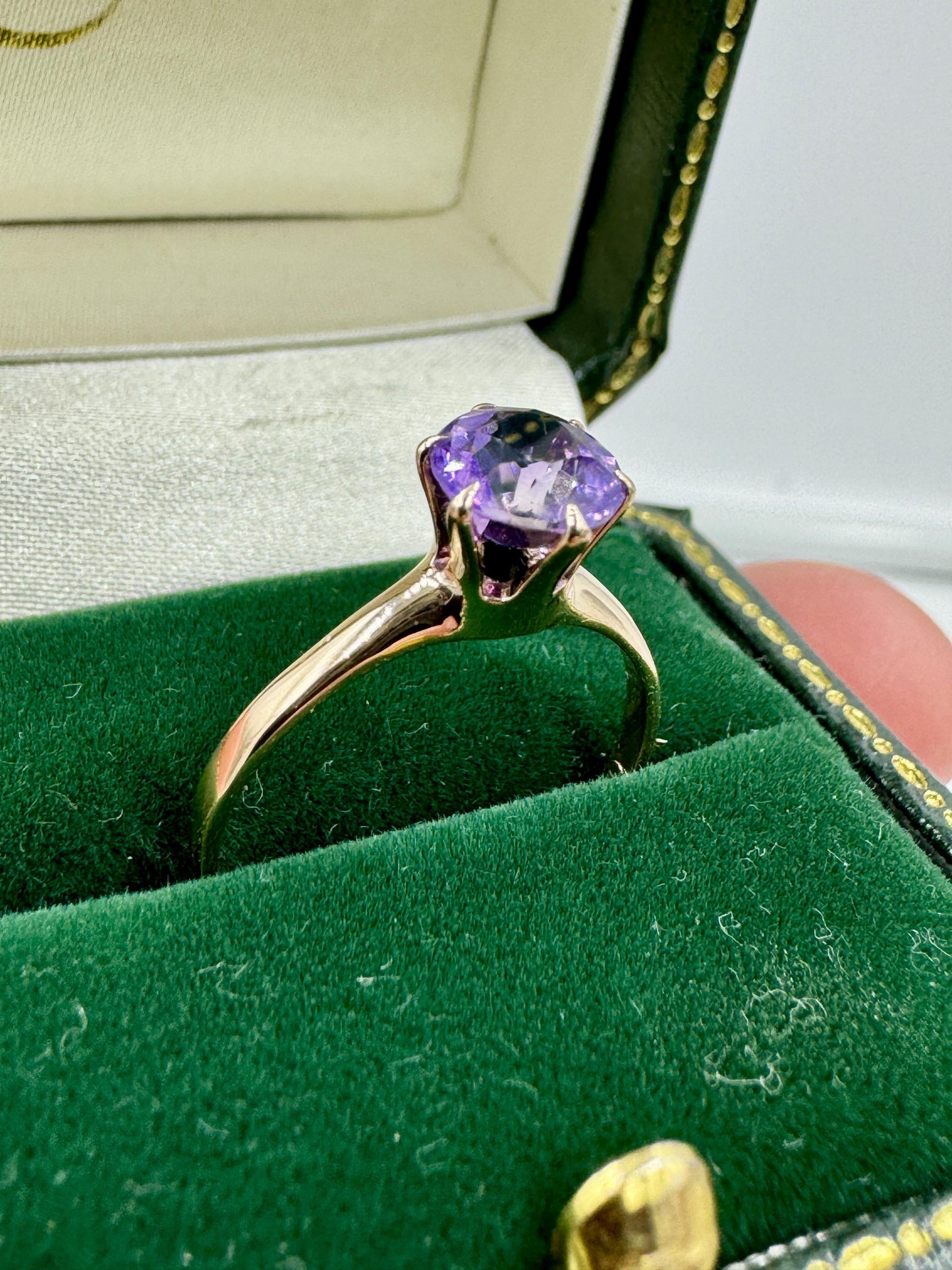 Ostby & Barton 10k Yellow Gold Amethyst Solitaire Ring