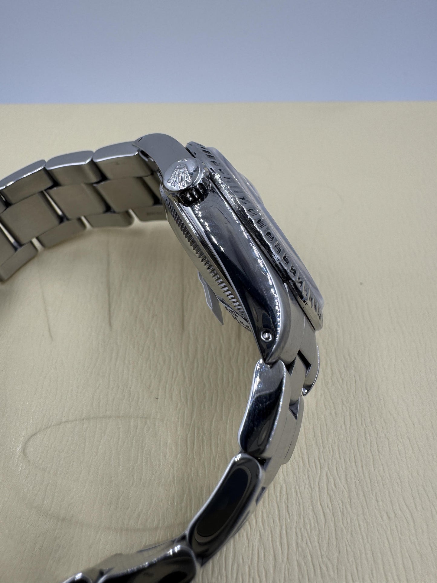 Rolex 16220 Engine Turned Bezel Oyster Band 1989 with Receipt