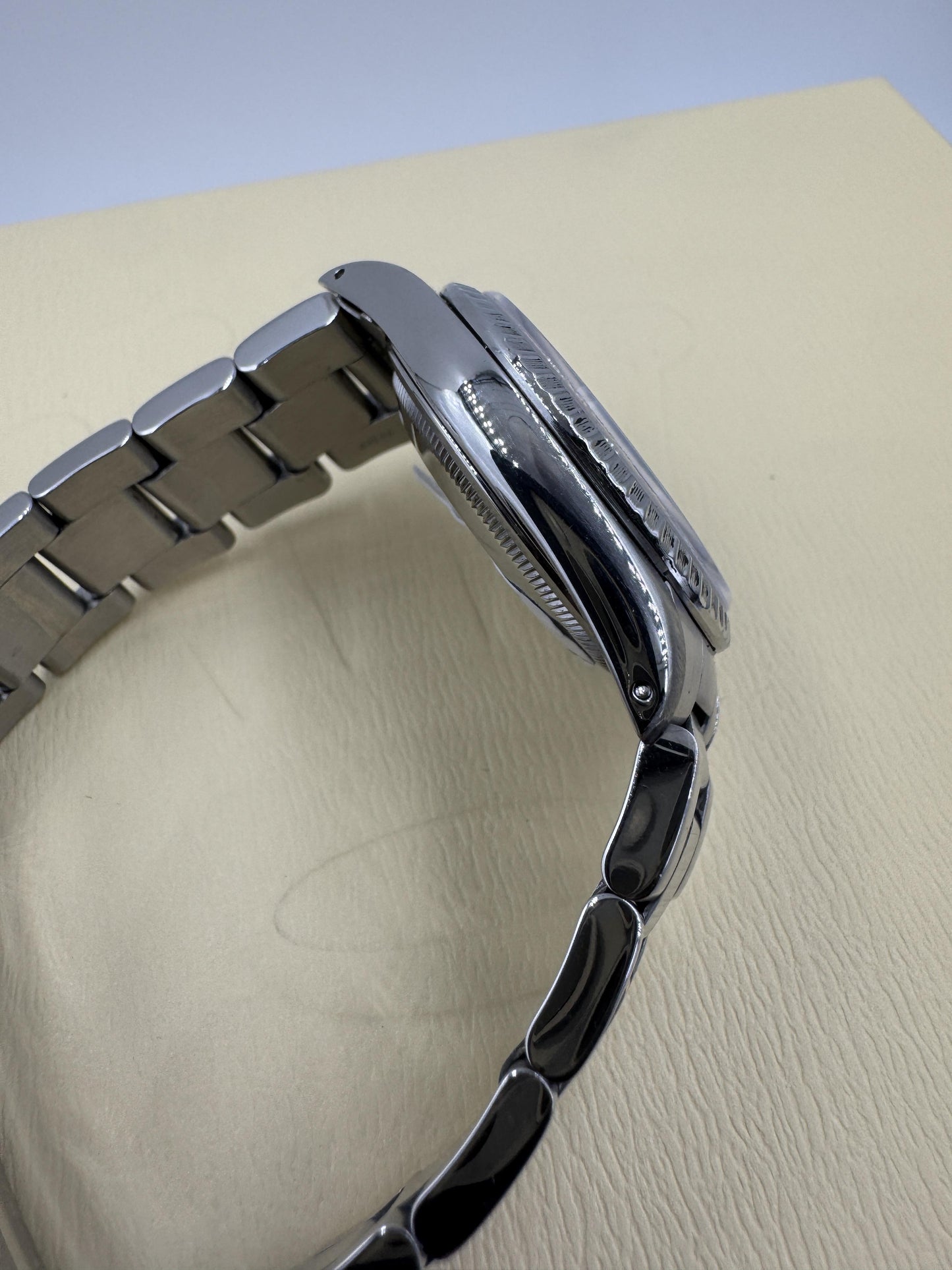 Rolex 16220 Engine Turned Bezel Oyster Band 1989 with Receipt