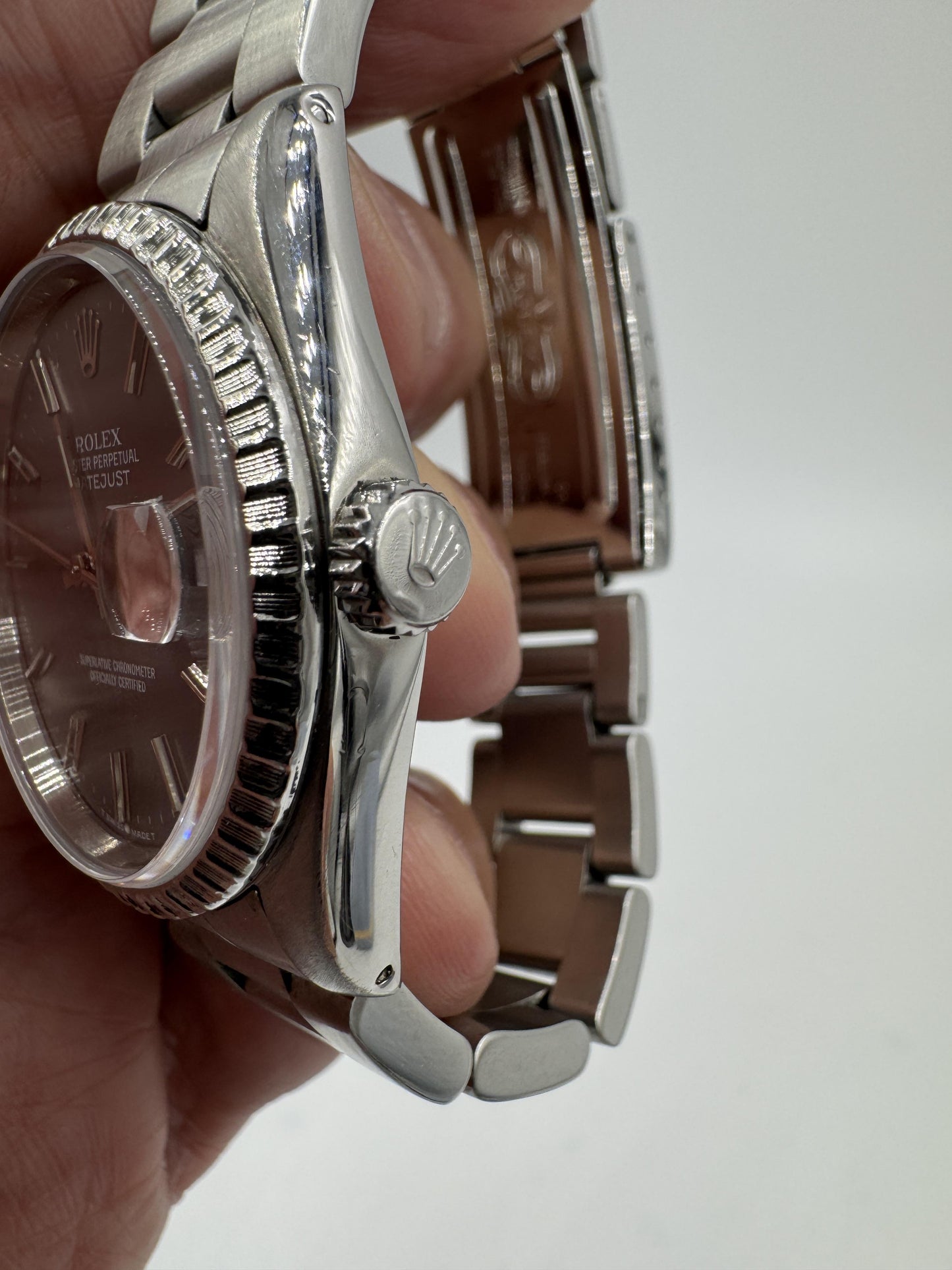 Rolex 16220 Engine Turned Bezel Oyster Band 1989 with Receipt