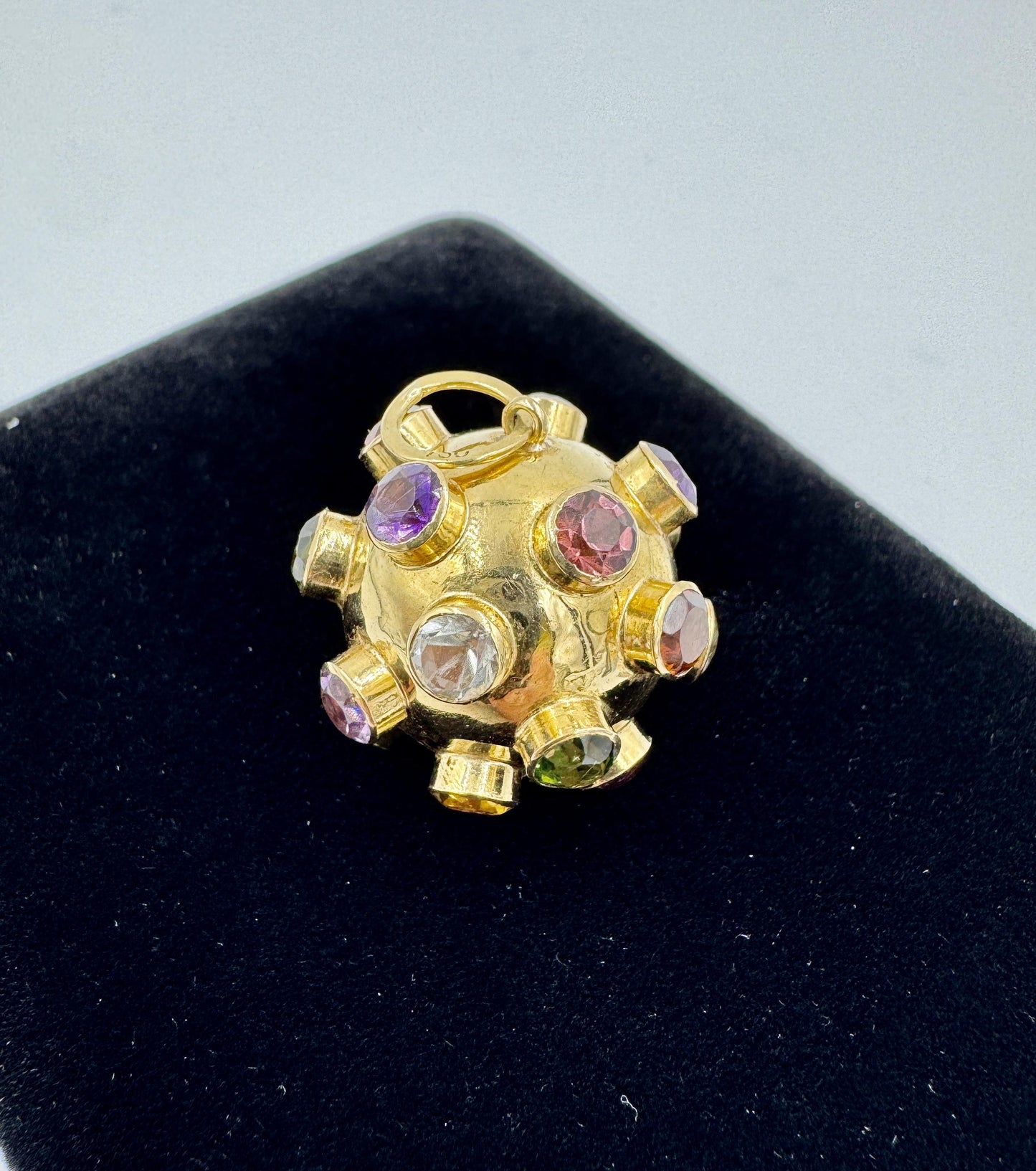Estate 18k Yellow Gold Sputnik Sphere Jeweled Pendant
