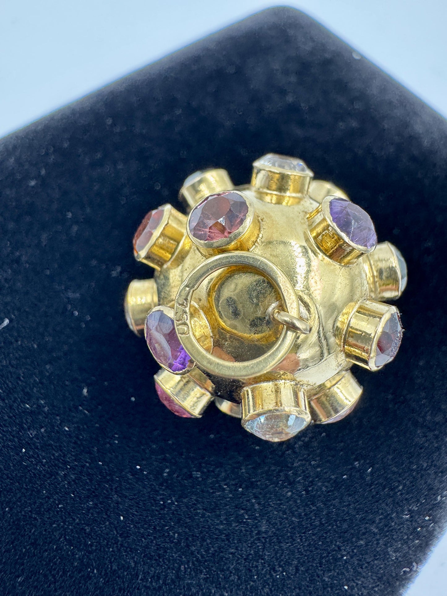 Estate 18k Yellow Gold Sputnik Sphere Jeweled Pendant